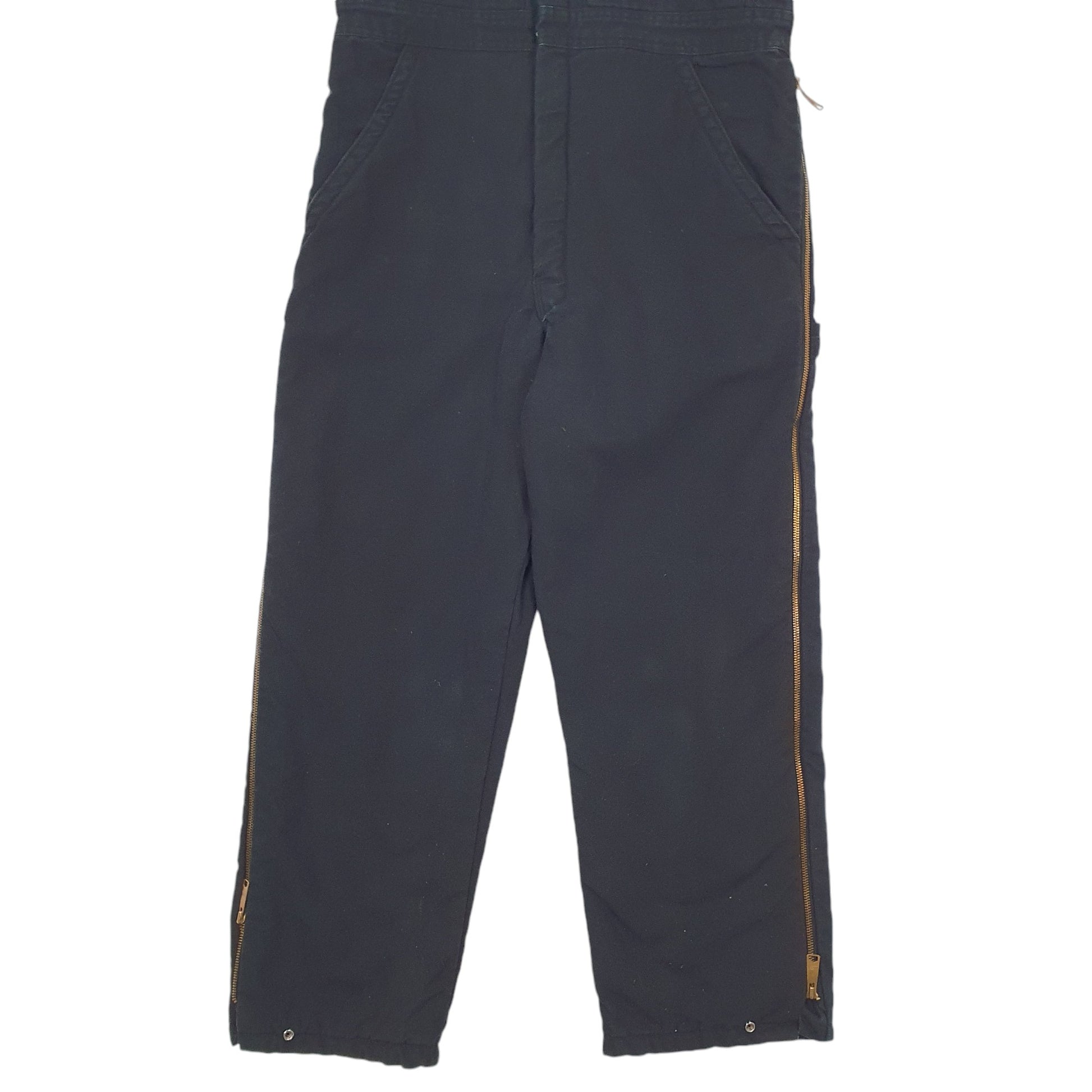 Mens Black Dickies Fits L Denim Overalls Bib Quilted Insulated Winter Dungaree Trousers