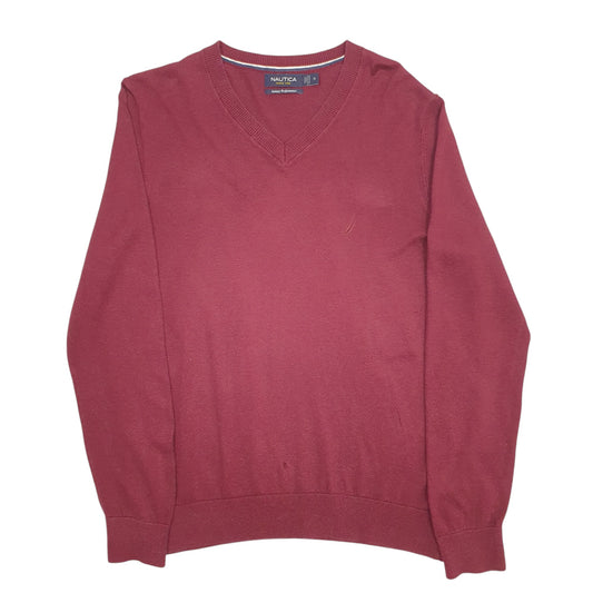 Mens Burgundy Nautica Knit Crewneck Jumper