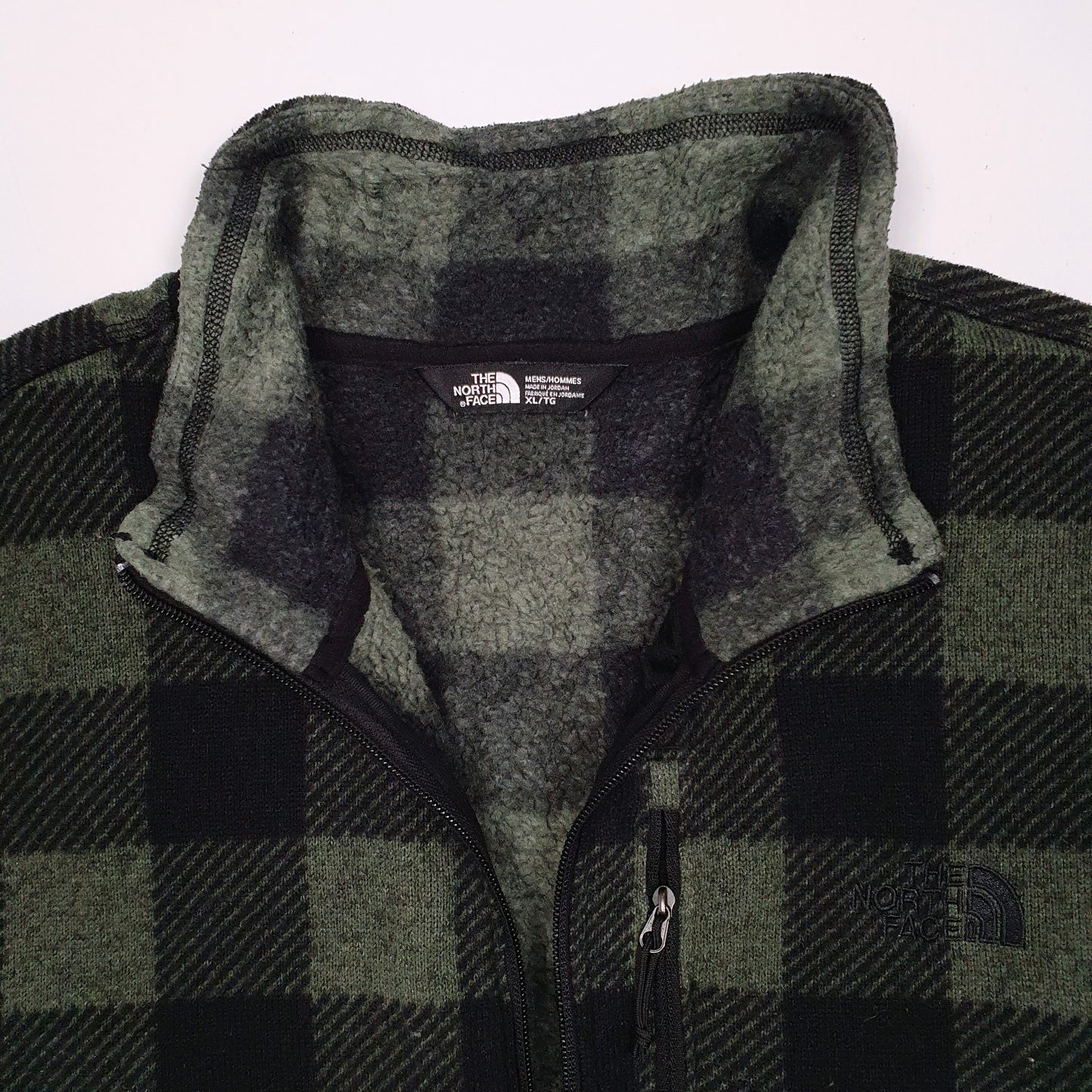 Mens Green The North Face Check Quarter Zip Jumper