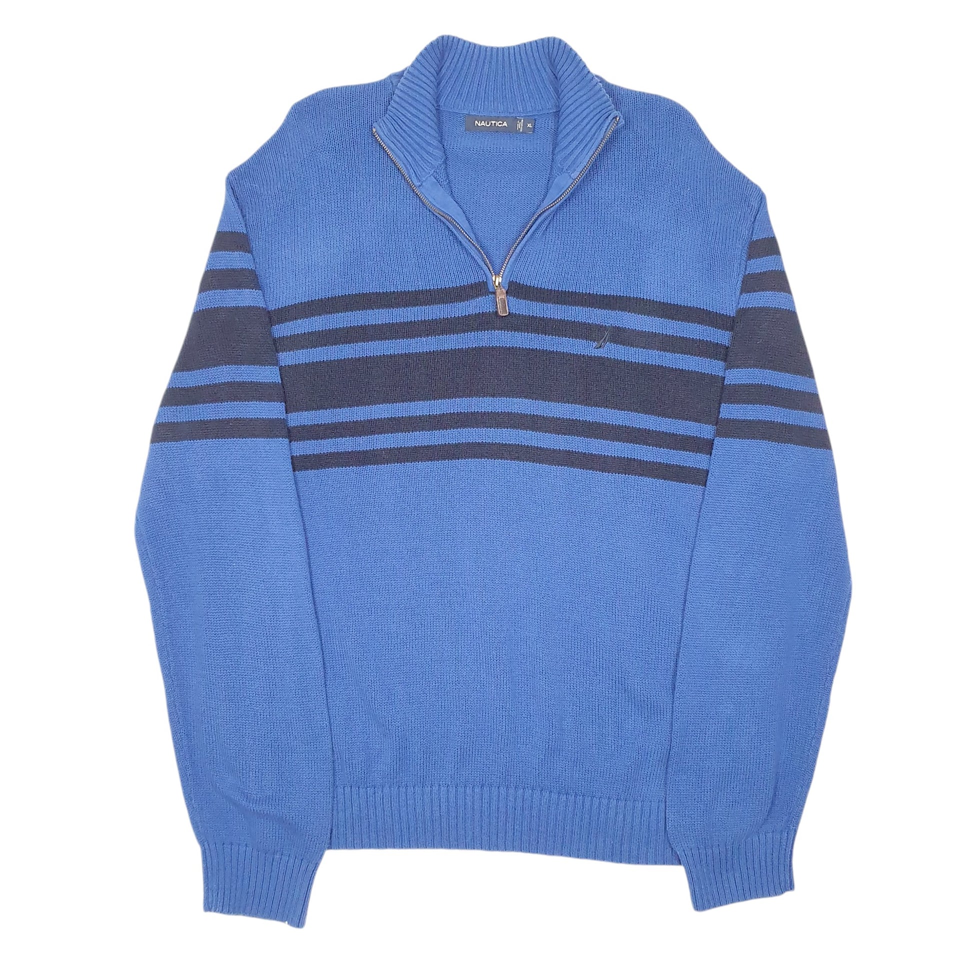 Mens Blue Nautica Knit Quarter Zip Jumper