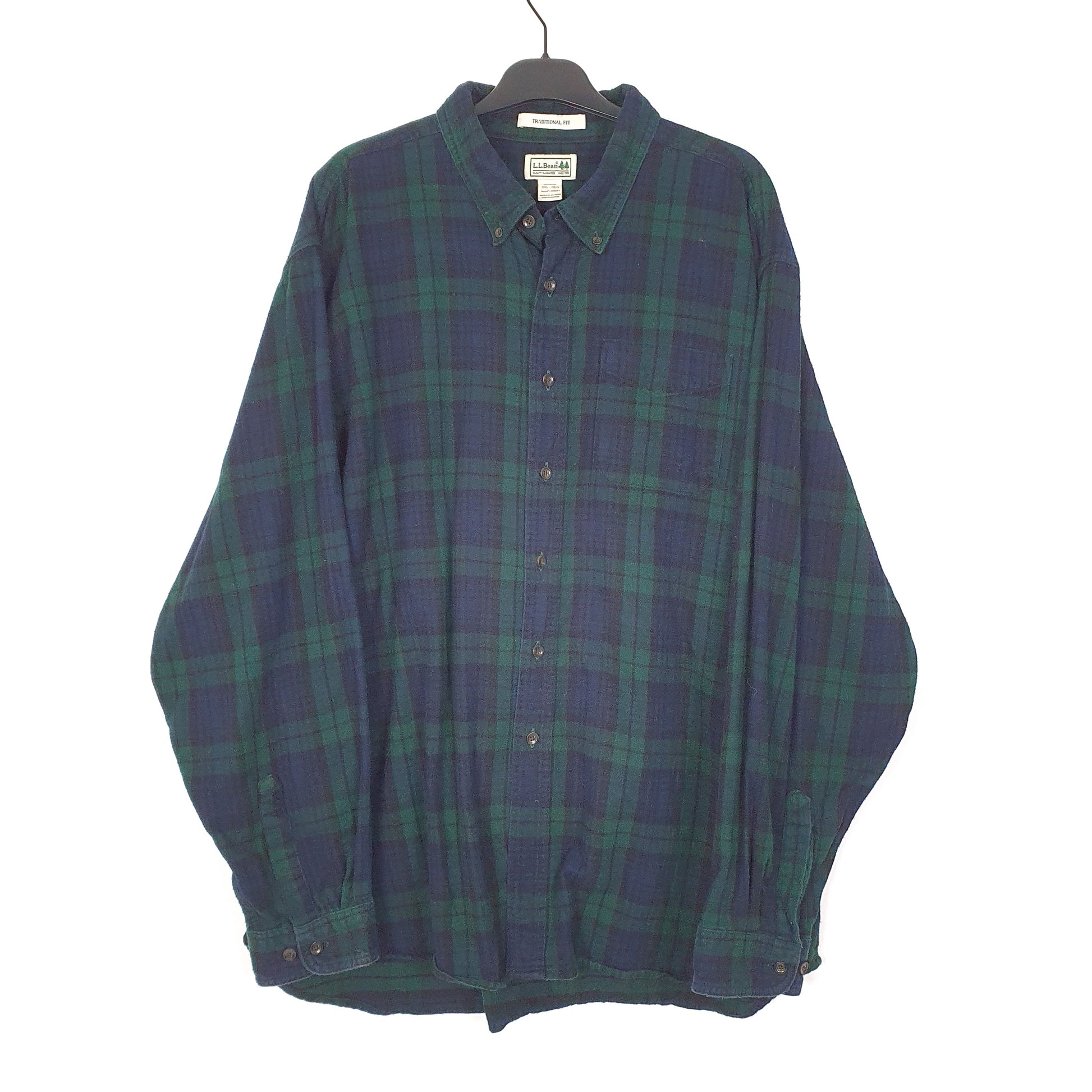 Mens Navy L.L.Bean Flannel Overshirt Long Sleeve Shirt