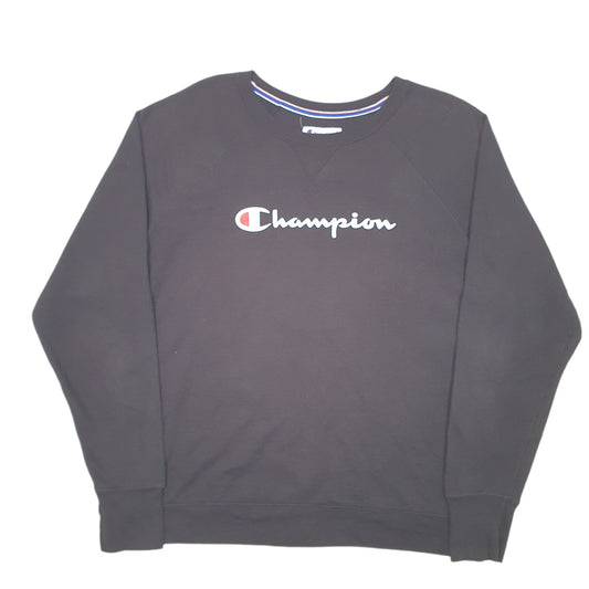 Womens Black Champion Script Raglan Crewneck Jumper