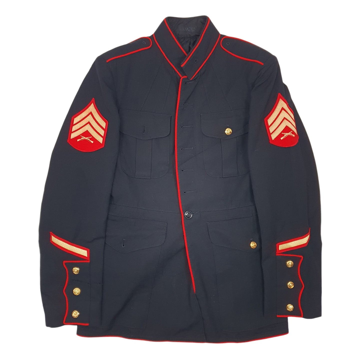 Mens Black USMC US Marines Dress Jacket Cardigan Coat