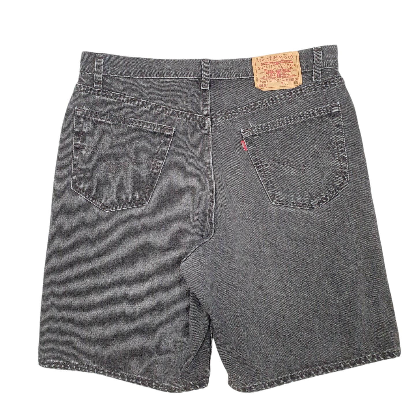 Mens Black Levis Denim Jeans Jorts Vintage 2000s 550 Relaxed Baggy Denim Shorts