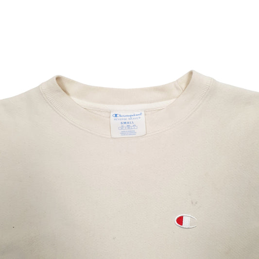 Mens Cream Champion Reverse Weave Crewneck Jumper