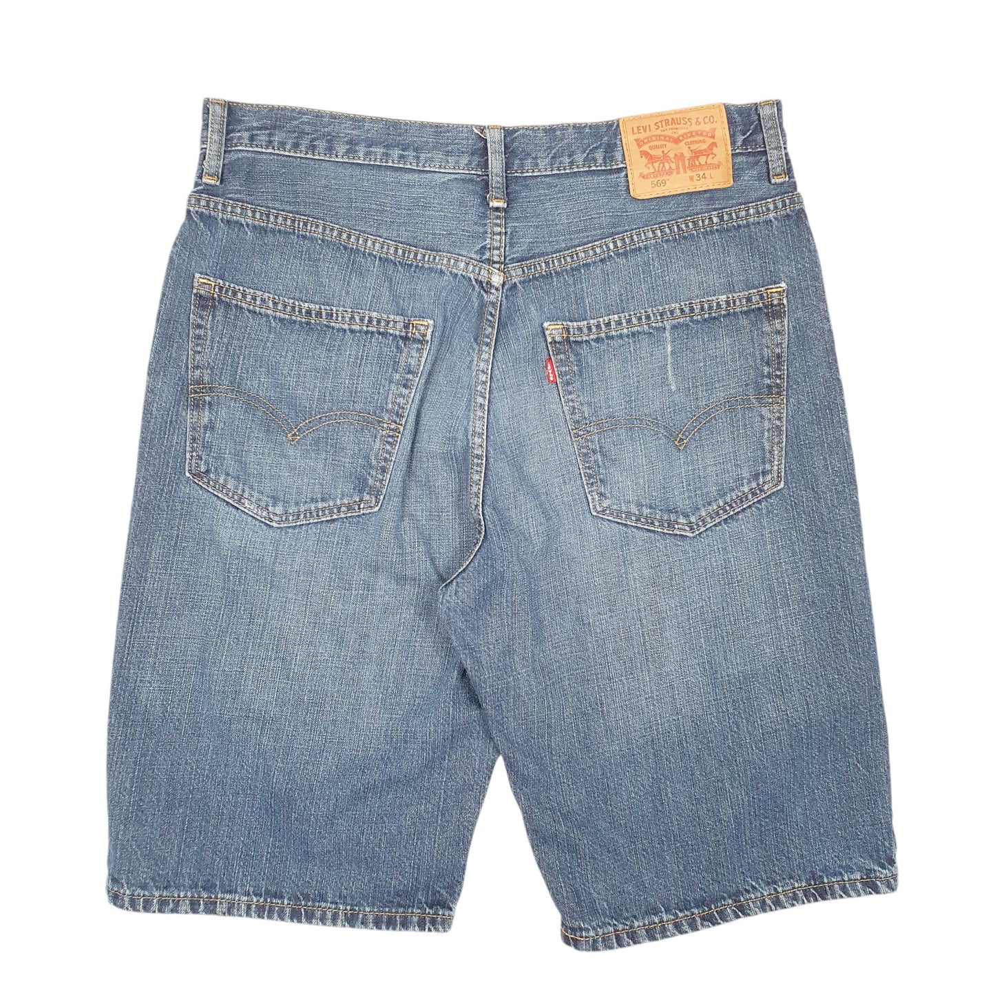 Mens Blue Levis Denim Jeans Jorts 569 Relaxed Baggy Denim Shorts