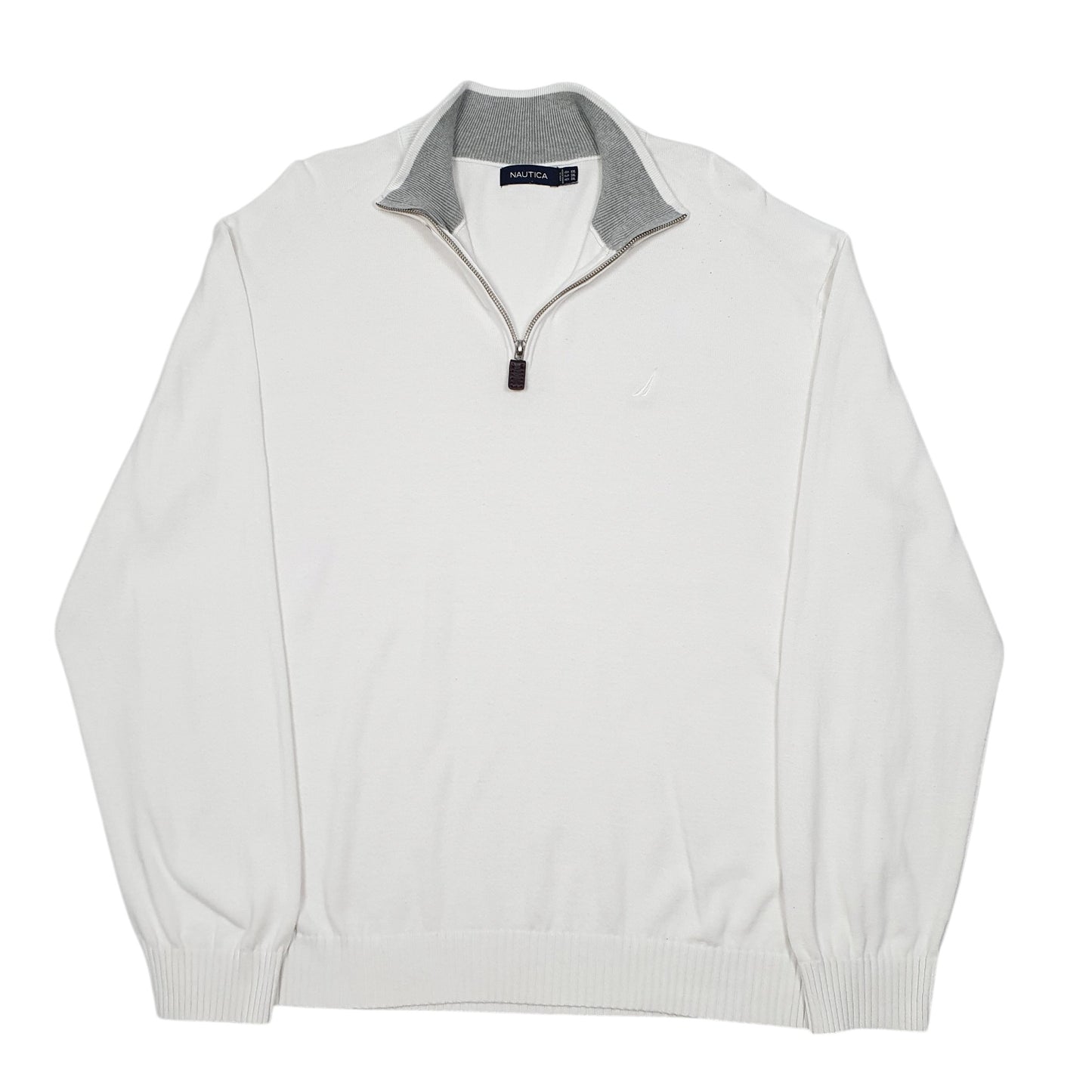 Mens White Nautica Knit Quarter Zip Jumper