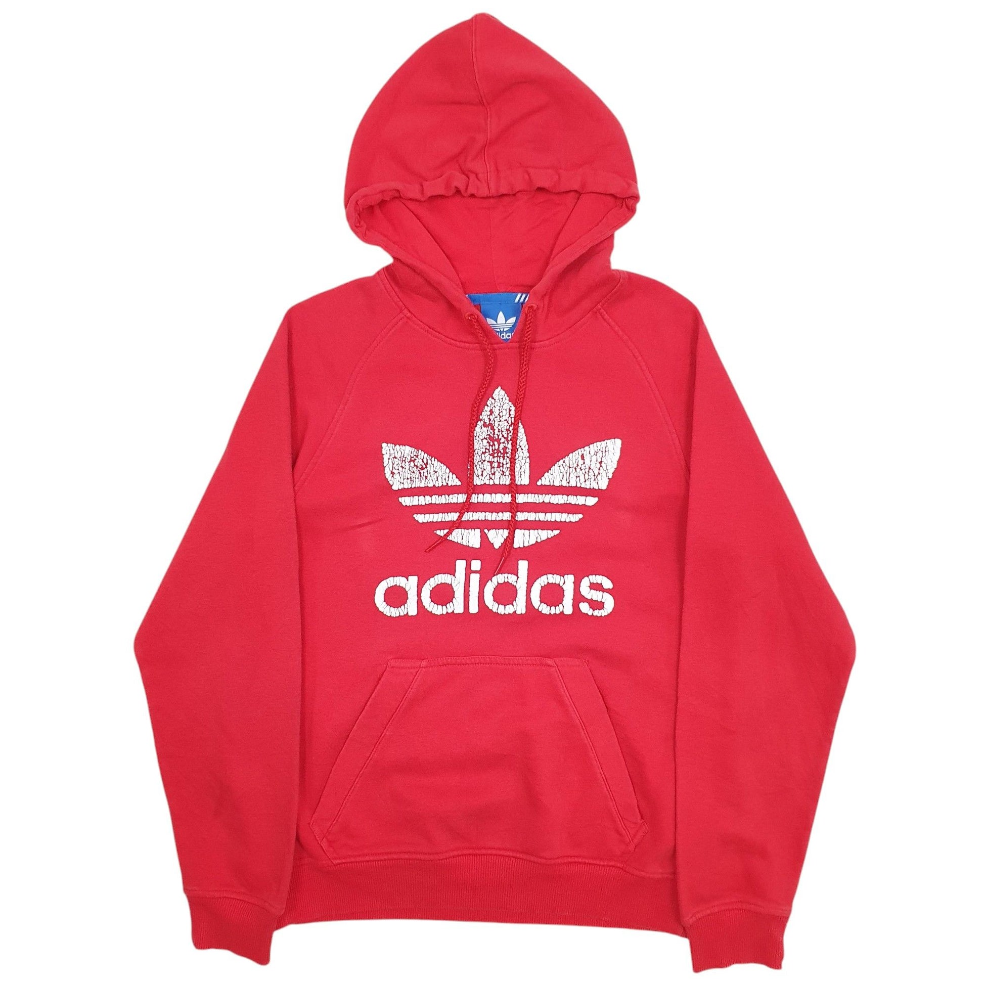 Mens Red Adidas Spellout Hoodie Jumper