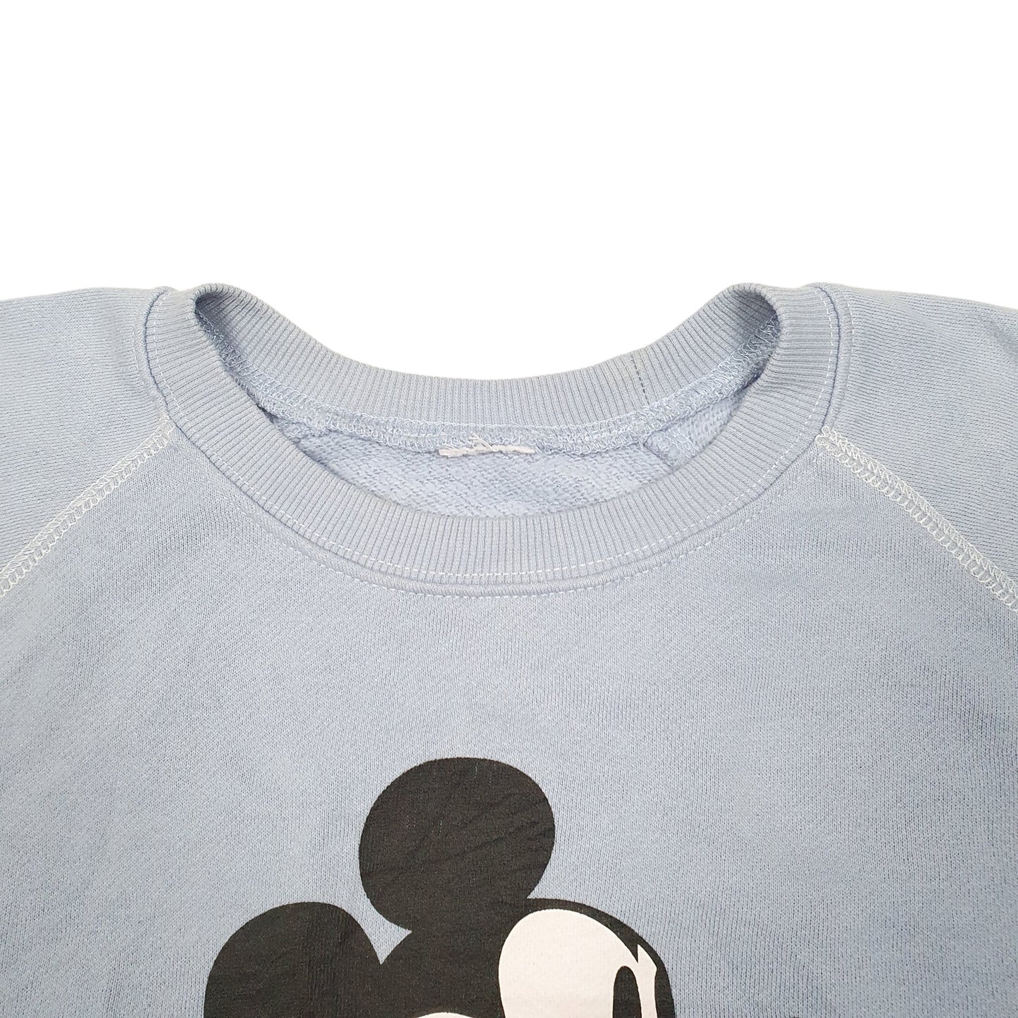 Mens Blue Disney Vintage Raglan Disneyland Mickey Mouse Crewneck Jumper