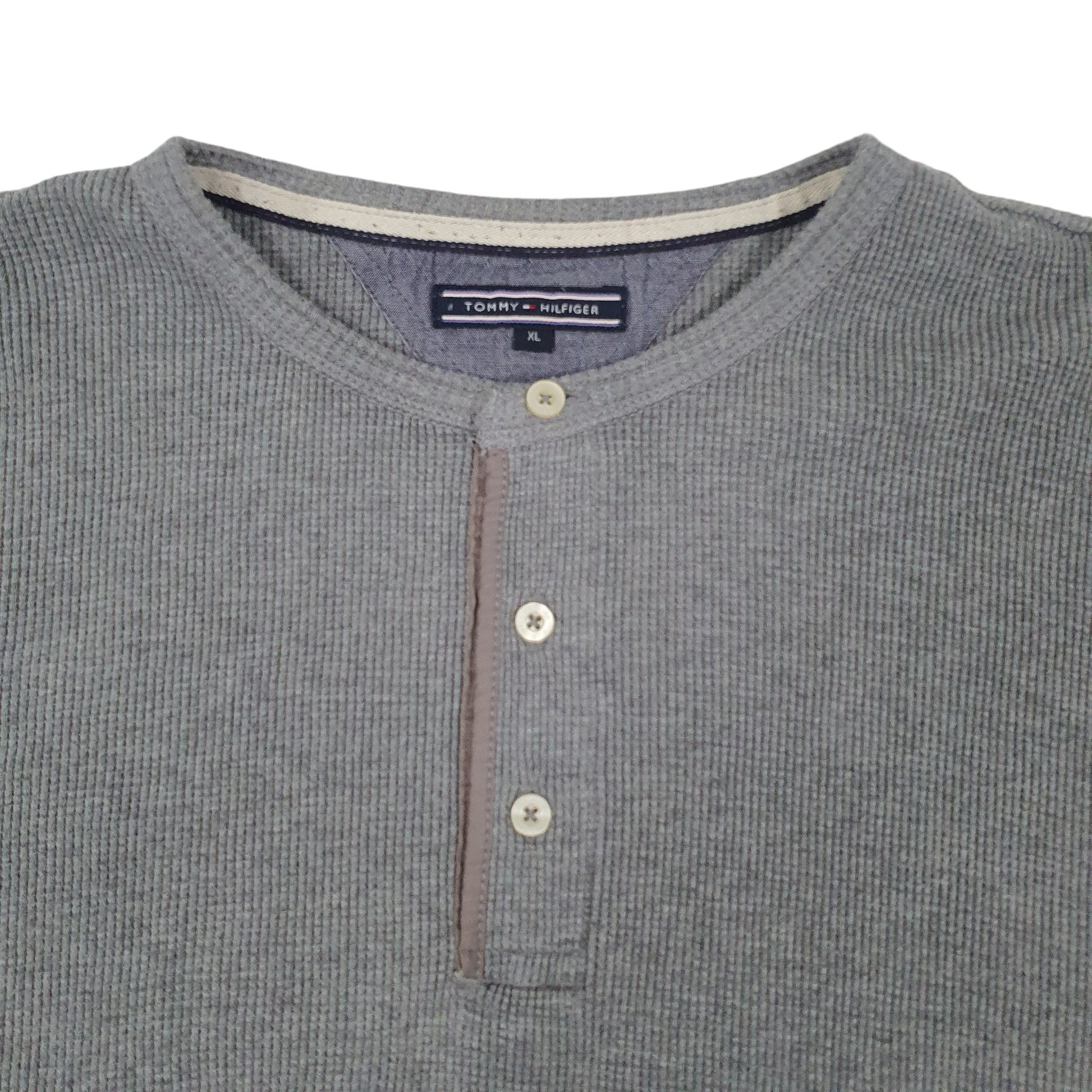Mens Grey Tommy Hilfiger Button Up Quarter Zip Jumper
