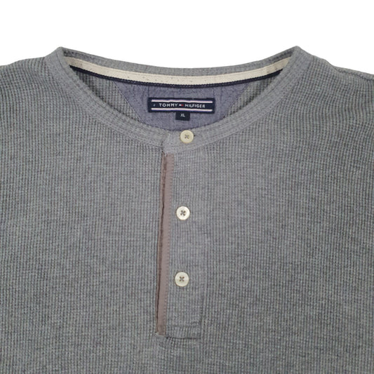 Mens Grey Tommy Hilfiger Button Up Quarter Zip Jumper