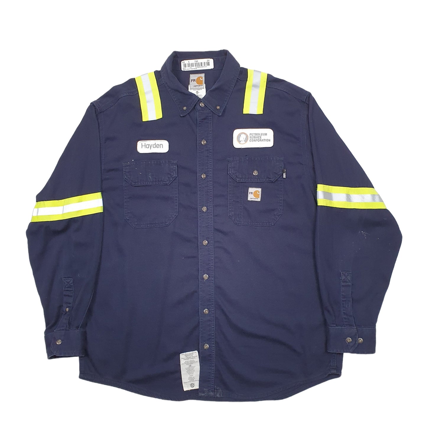 Mens Blue Carhartt Fire Resistant Long Sleeve Shirt