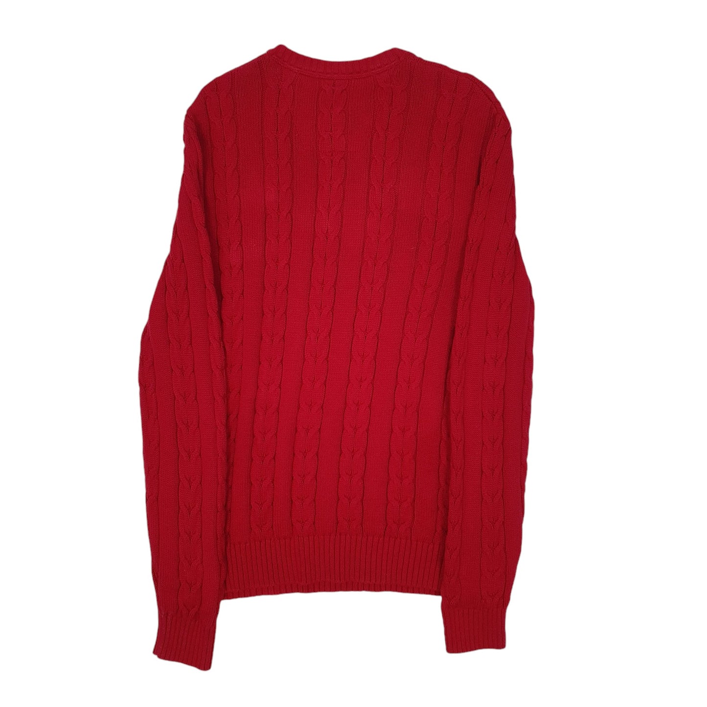 Mens Red Nautica Cable Knit Knitwear Crewneck Jumper