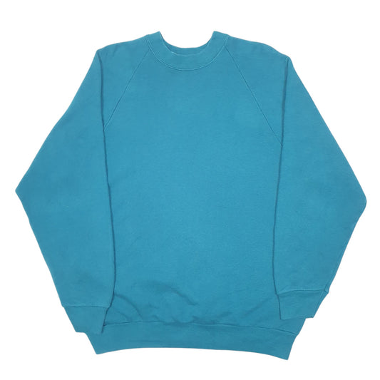 Womens Green Fruit Of The Loom Vintage Raglan Made In USA Crewneck Jumper