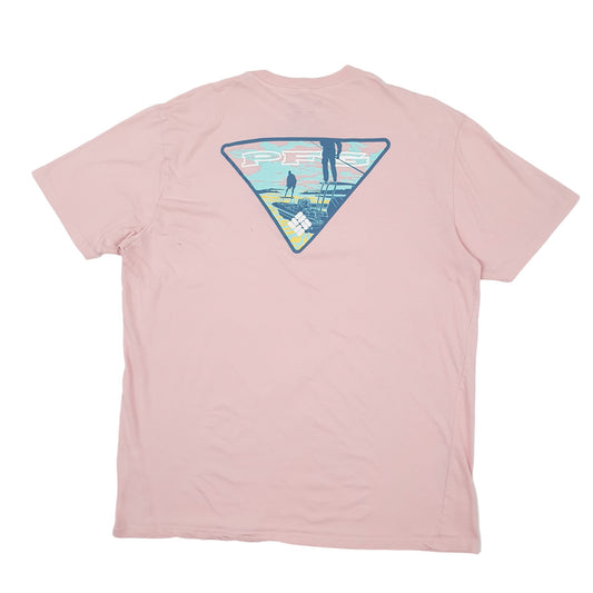 Mens Pink Columbia Sportswear PFG Fishing Short Sleeve T Shirt