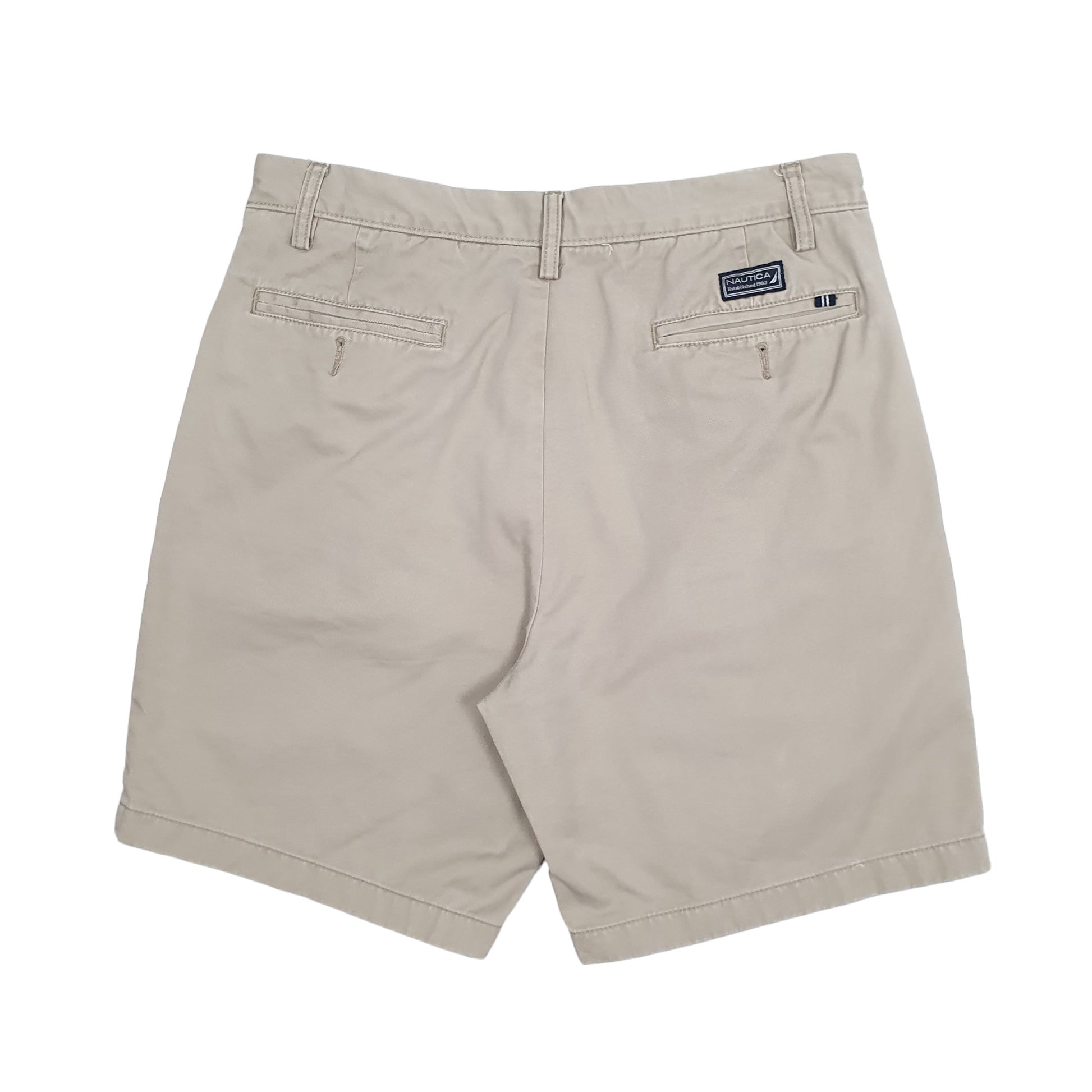 Mens Beige Nautica Double Pleated Chino Shorts