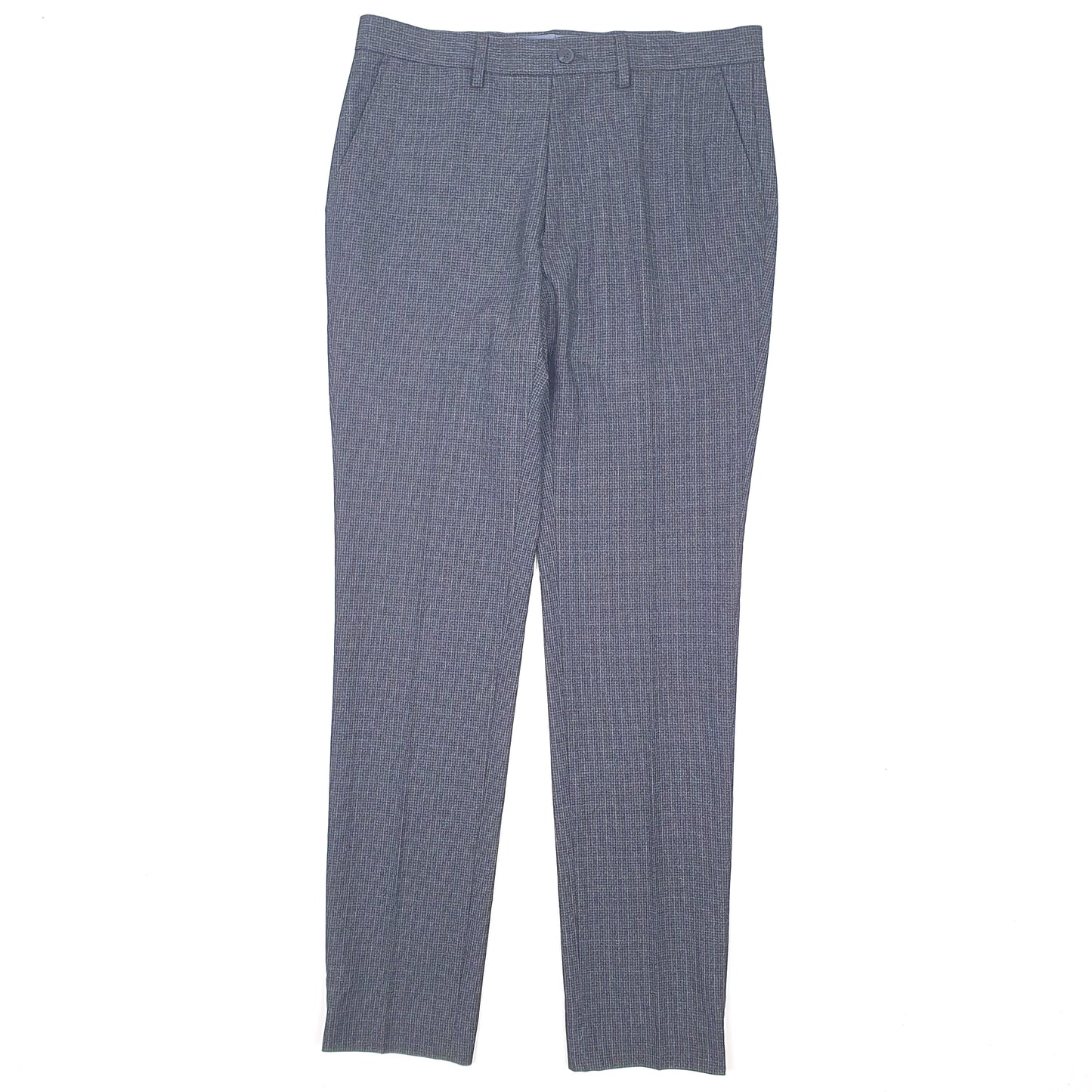Mens Grey M&S Check Formal Trousers