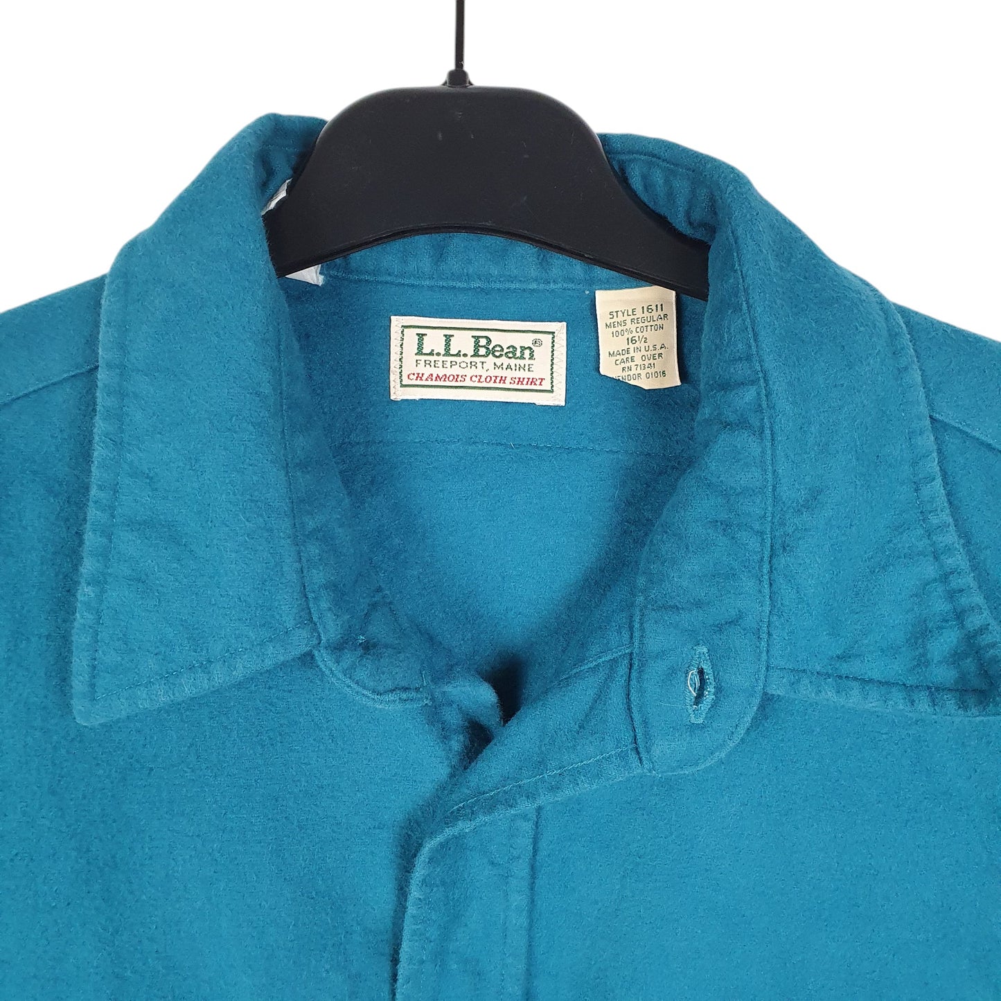 Mens Turquoise L.L.Bean Vintage Chamois Overshirt Made In USA Long Sleeve Shirt