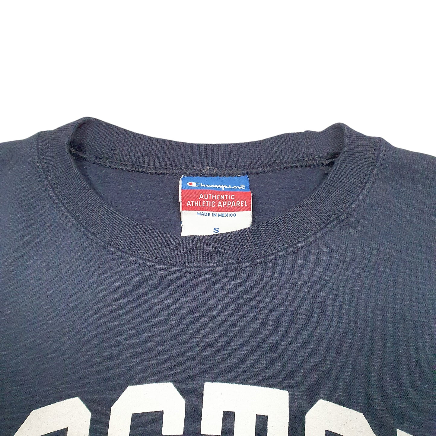 Mens Navy Champion Boston USA Spellout Crewneck Jumper