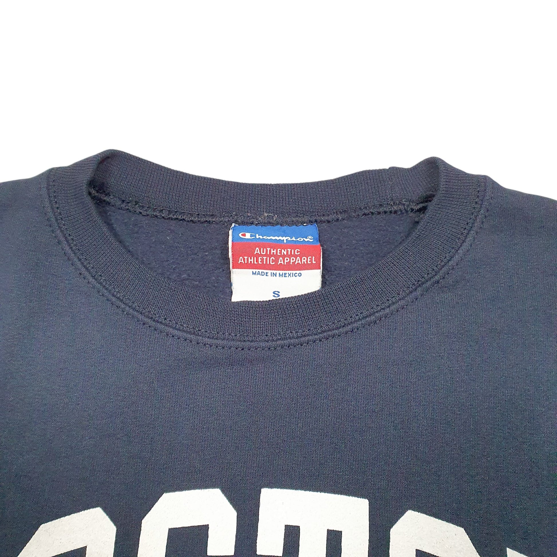 Mens Navy Champion Boston USA Spellout Crewneck Jumper