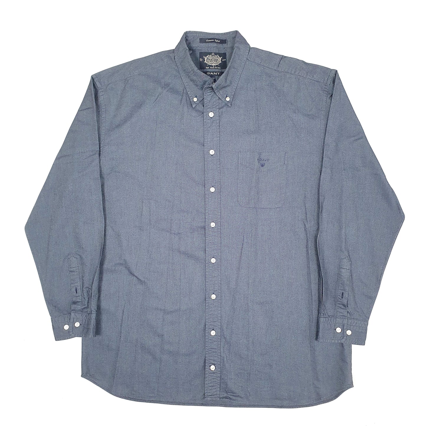 Mens Navy GANT Oxford Long Sleeve Shirt