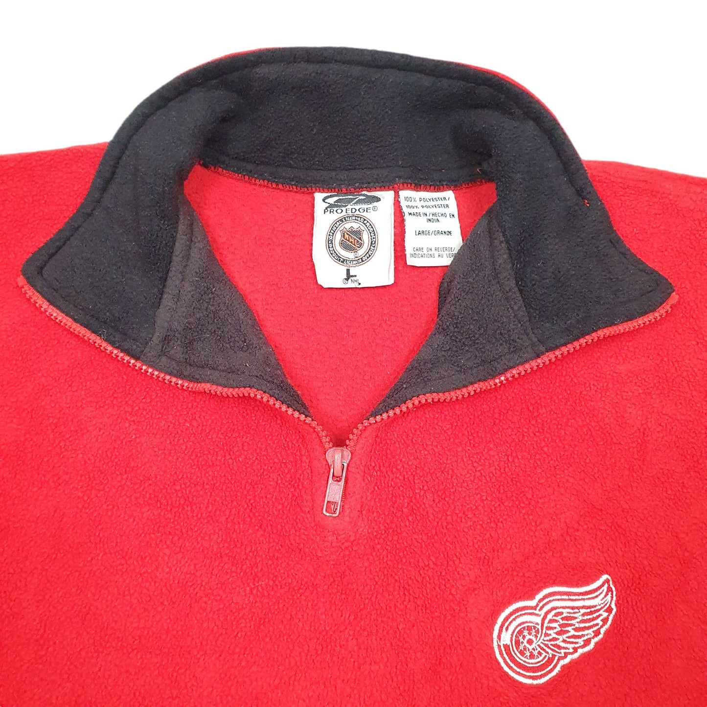Mens Red Pro Edge NHL Detroit Redwings Hockey Vintage Quarter Zip Jumper