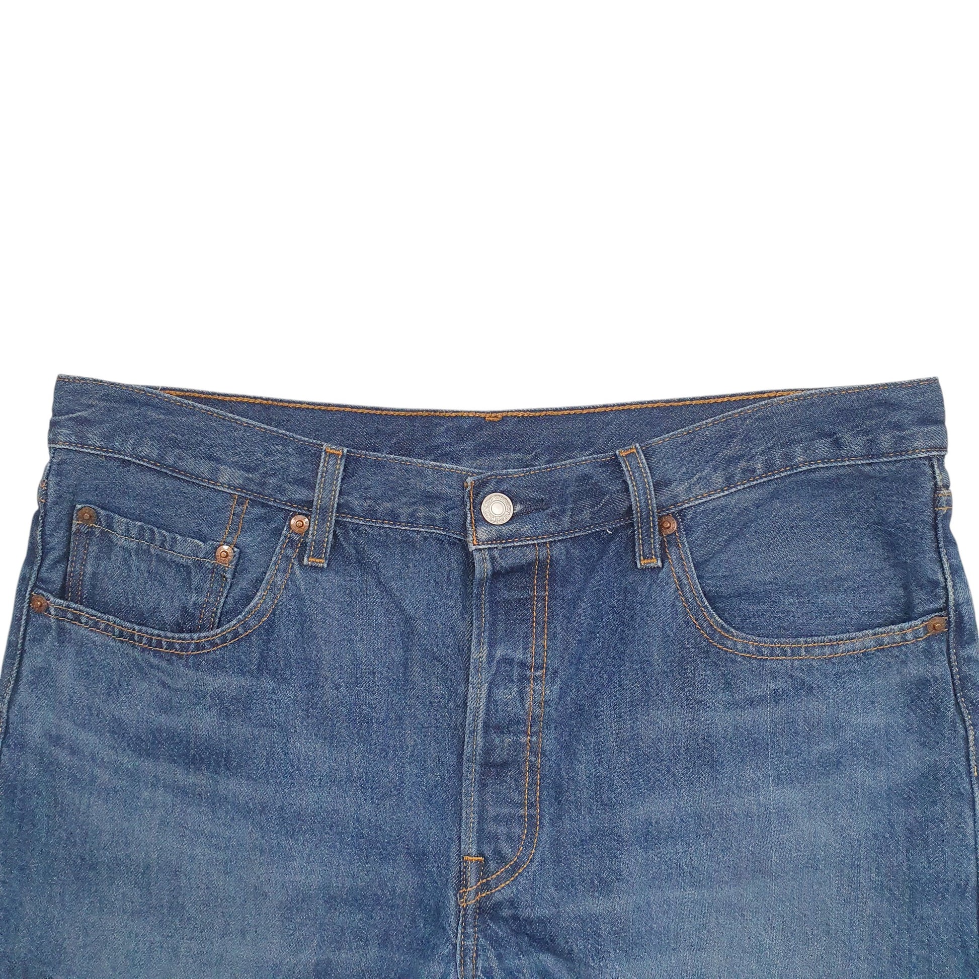 Mens Blue Levis Distressed Denim Shorts