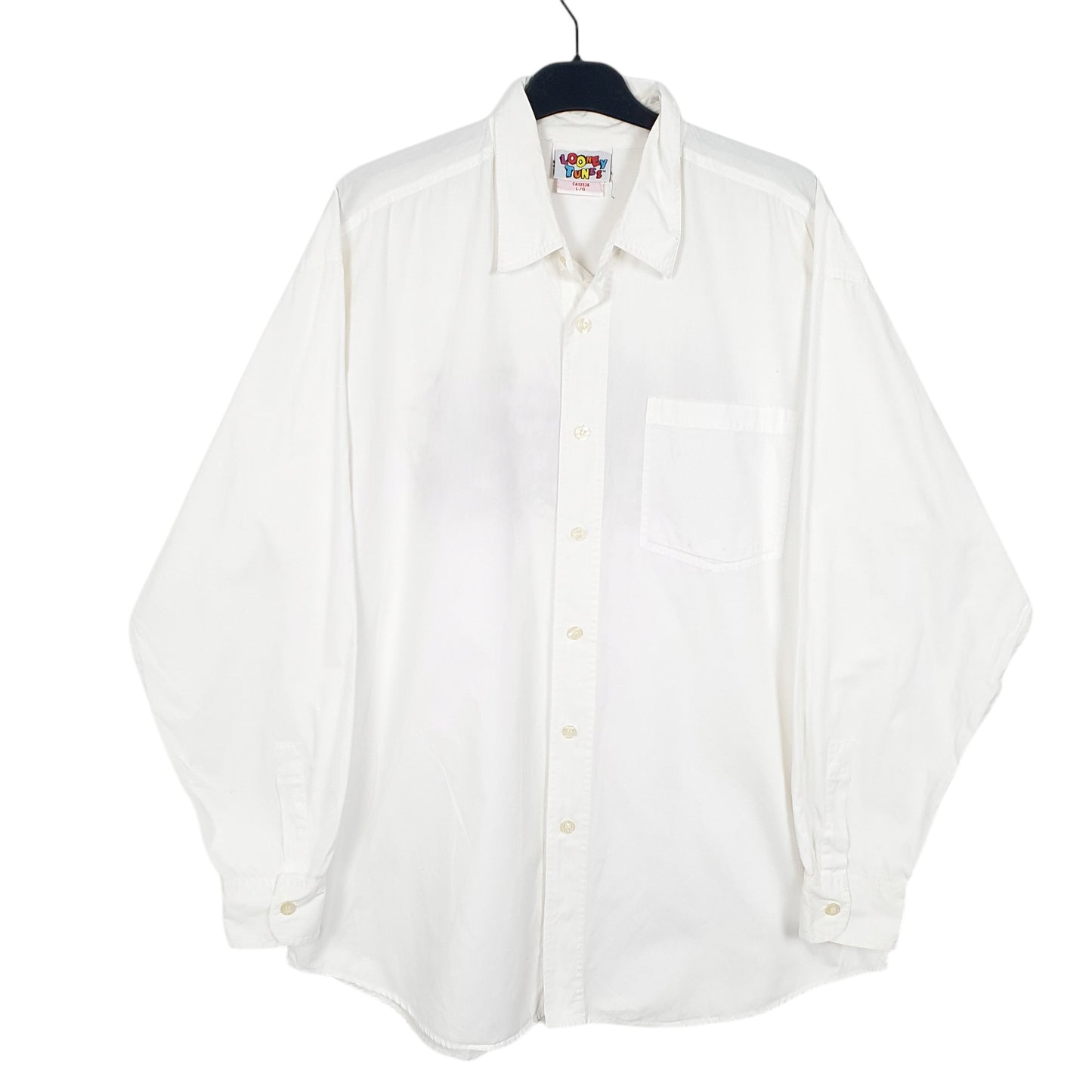 Mens White Looney Tunes Bugs Bunny Porky Pig Taz Silvester Vintage Long Sleeve Shirt