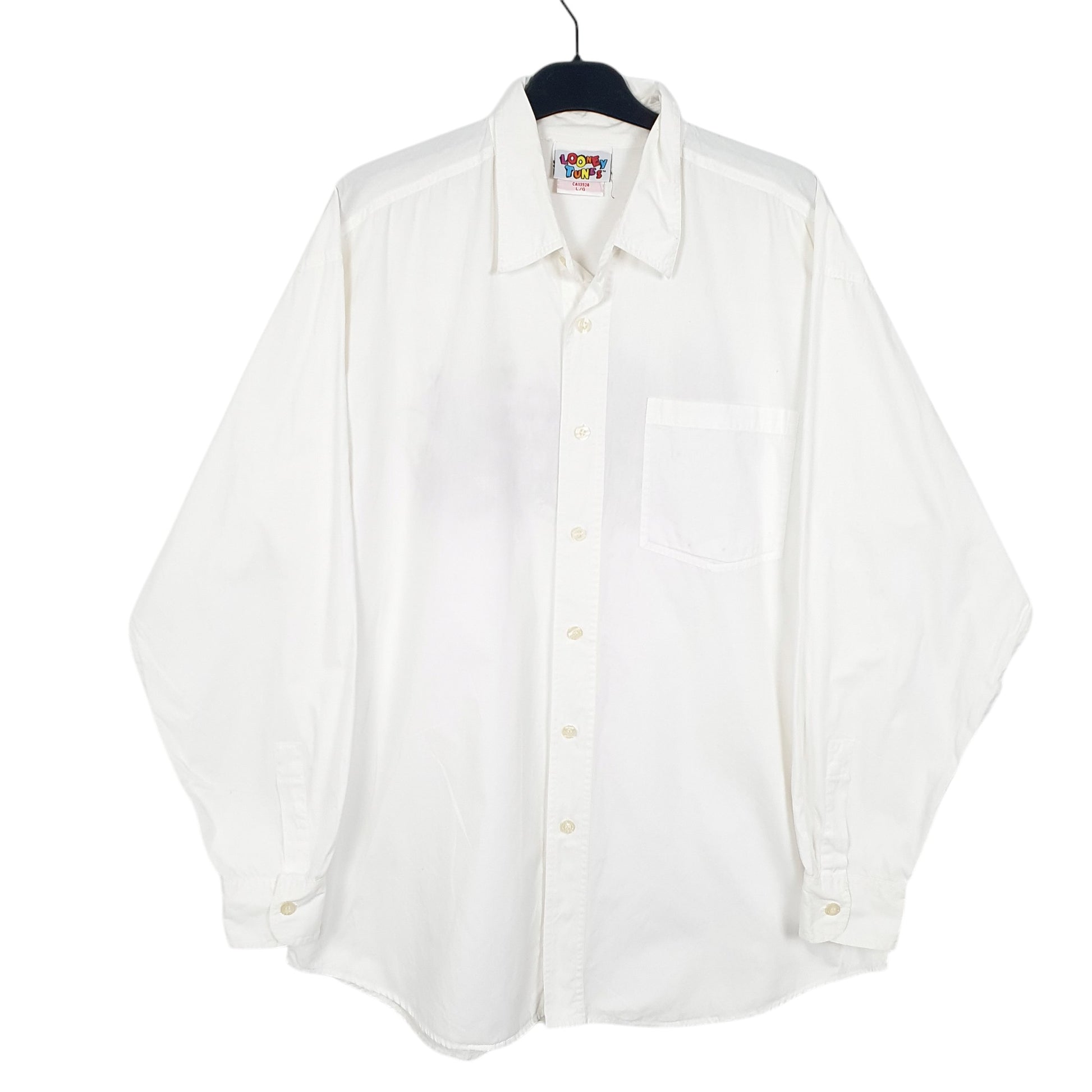 Mens White Looney Tunes Bugs Bunny Porky Pig Taz Silvester Vintage Long Sleeve Shirt