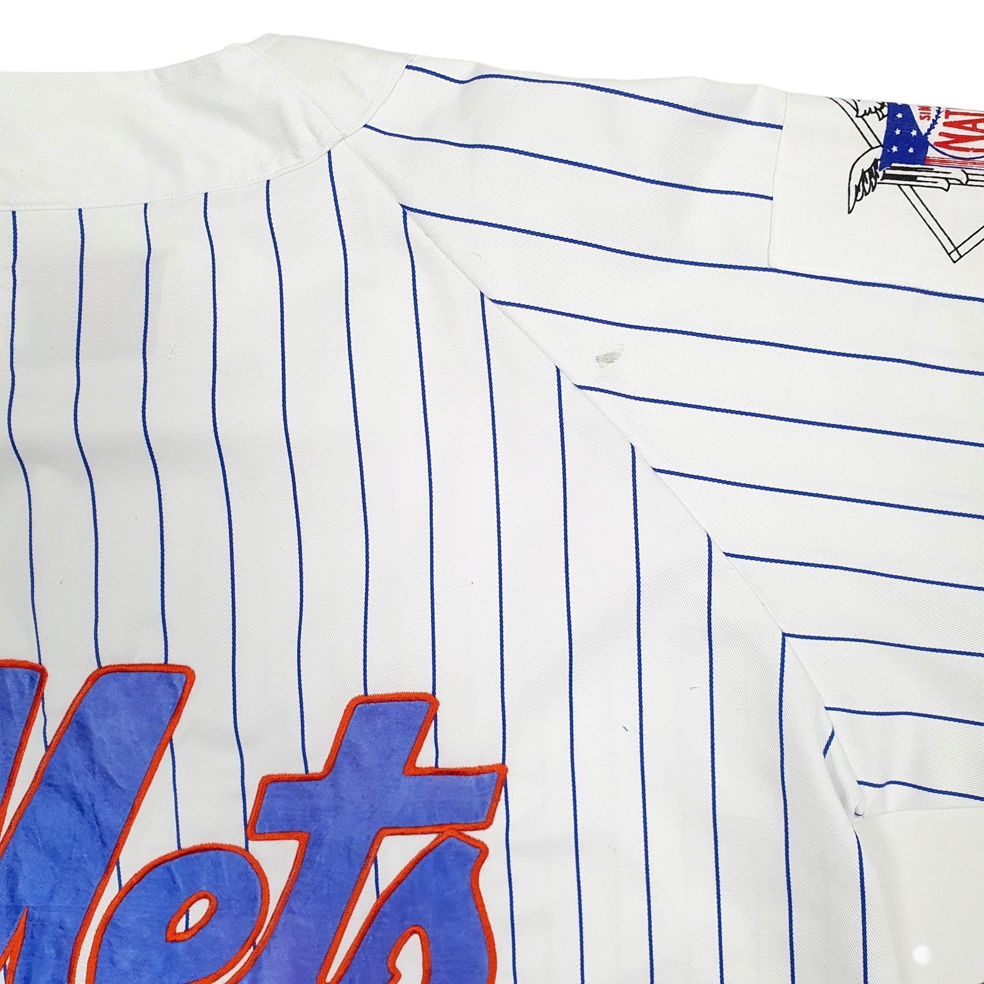Mens White Starter Vintage 1990s 80s MLB Baseball Jersey New York Mets Short Sleeve T Shirt