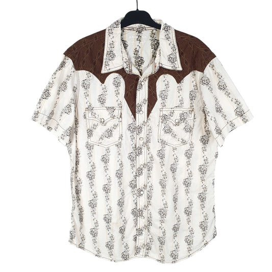 Mens Cream Arizona Jeans Company Floral Western Short Sleeve Shirt