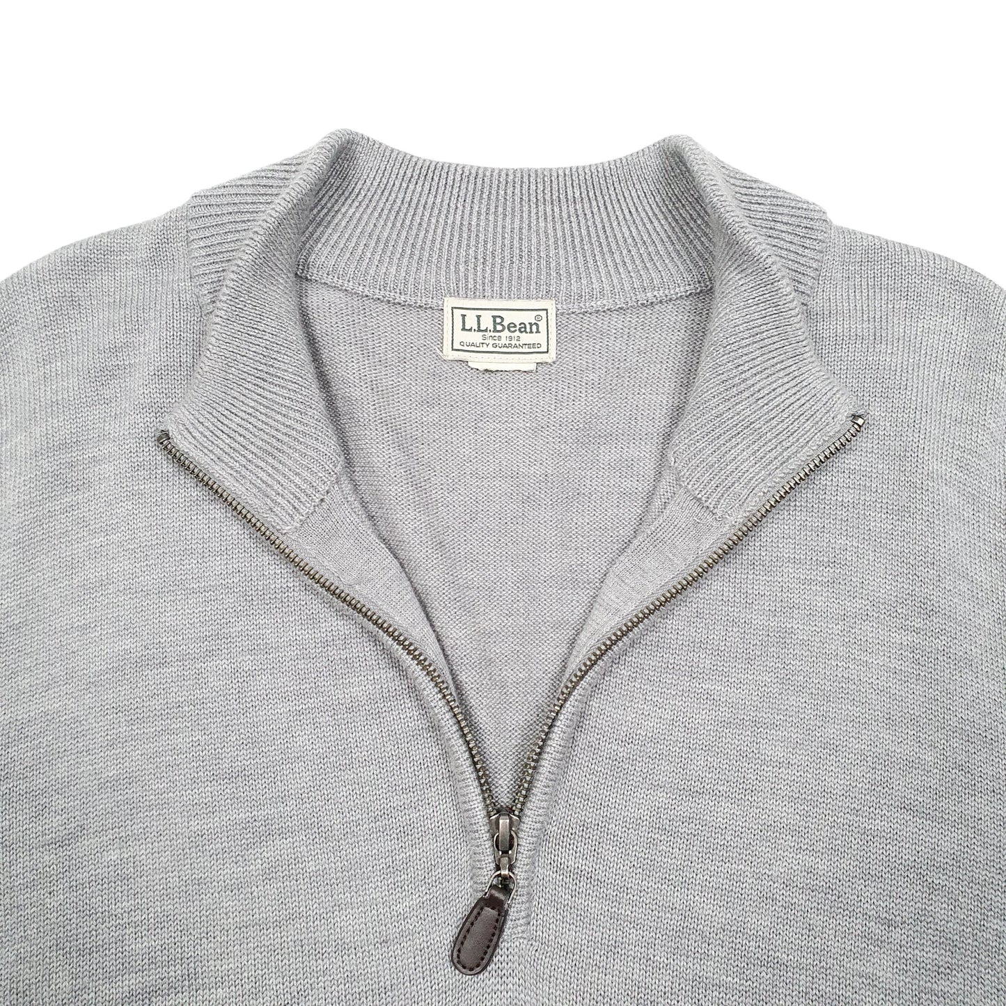 Mens Grey L.L.Bean Knit Quarter Zip Jumper