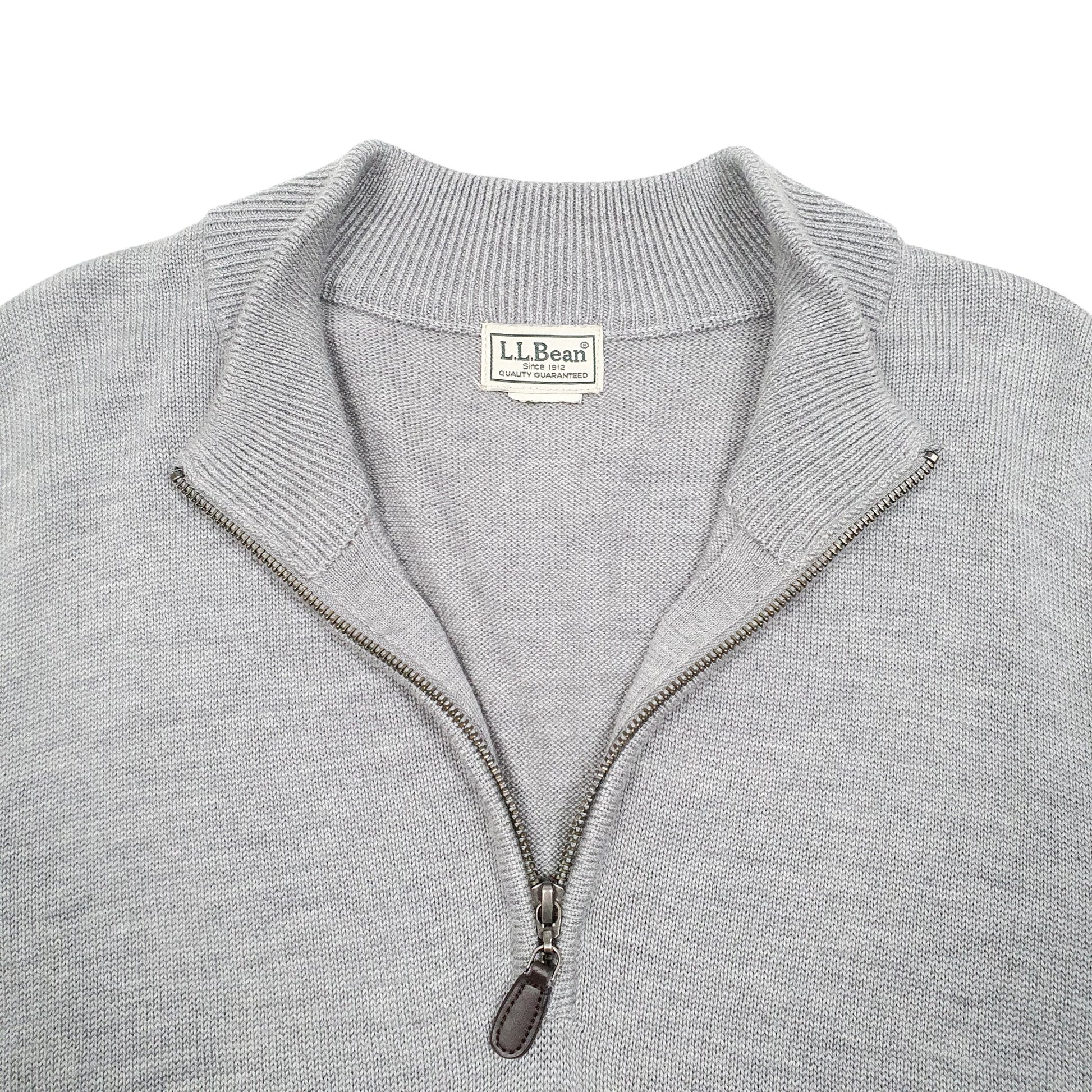 Mens Grey L.L.Bean Knit Quarter Zip Jumper