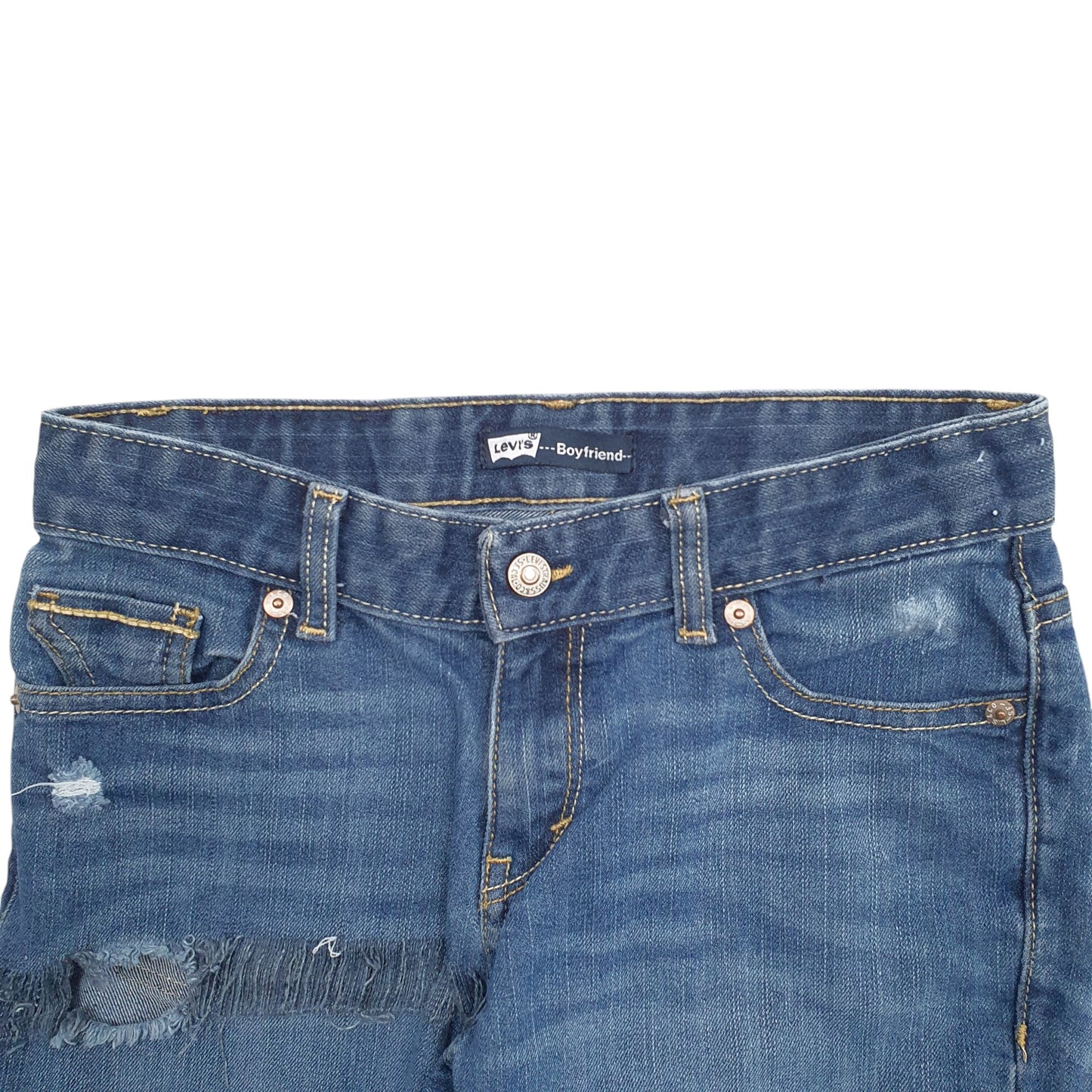 Womens Blue Levis Distressed Stretch Fit Denim Shorts