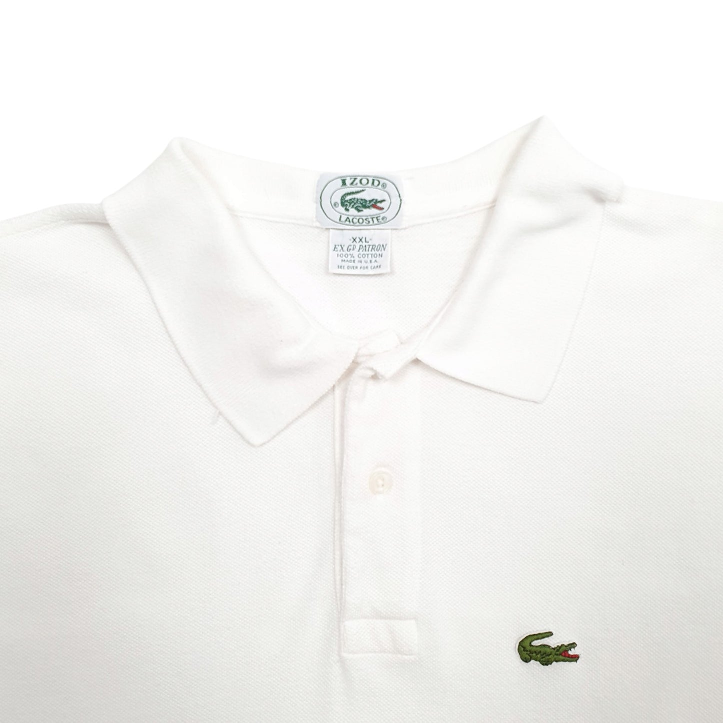 Mens White Lacoste Izod Vintage 90's Made In USA Short Sleeve Polo Shirt