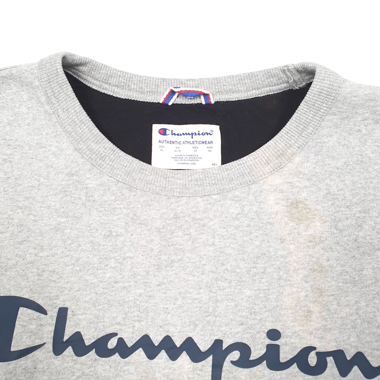 Mens Grey Champion Script Crewneck Jumper