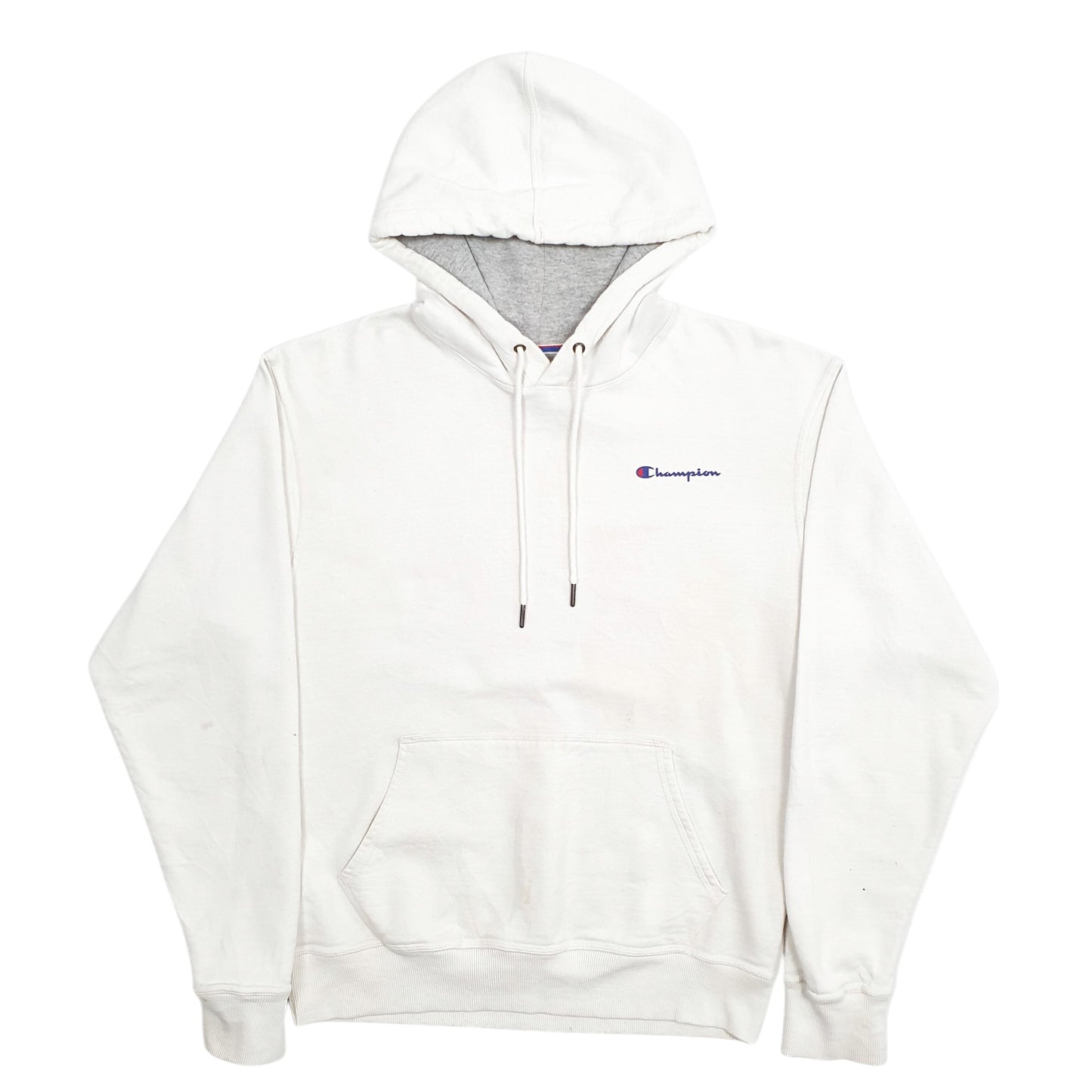 Mens White Champion Spellout Hoodie Jumper