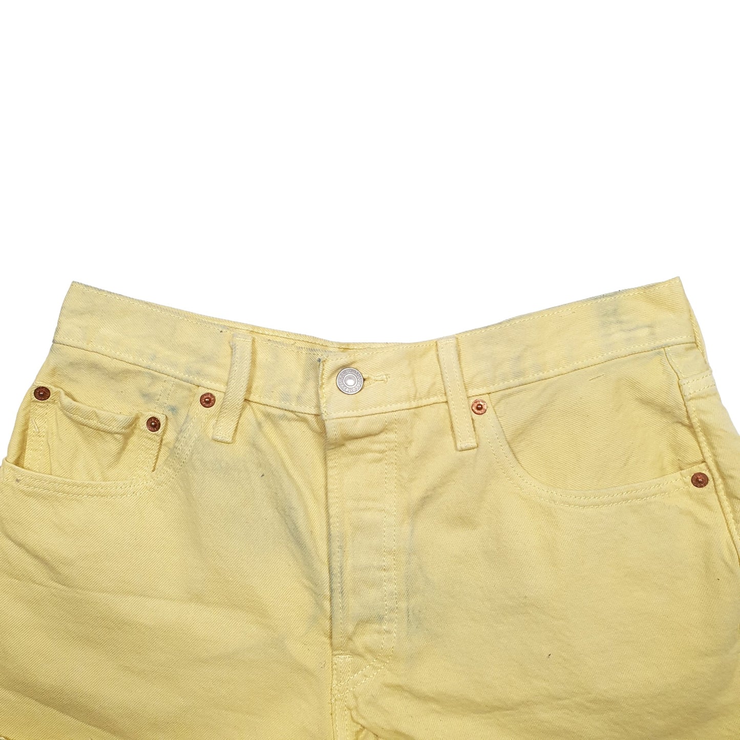 Womens Yellow Levis 501 Jorts Denim Shorts