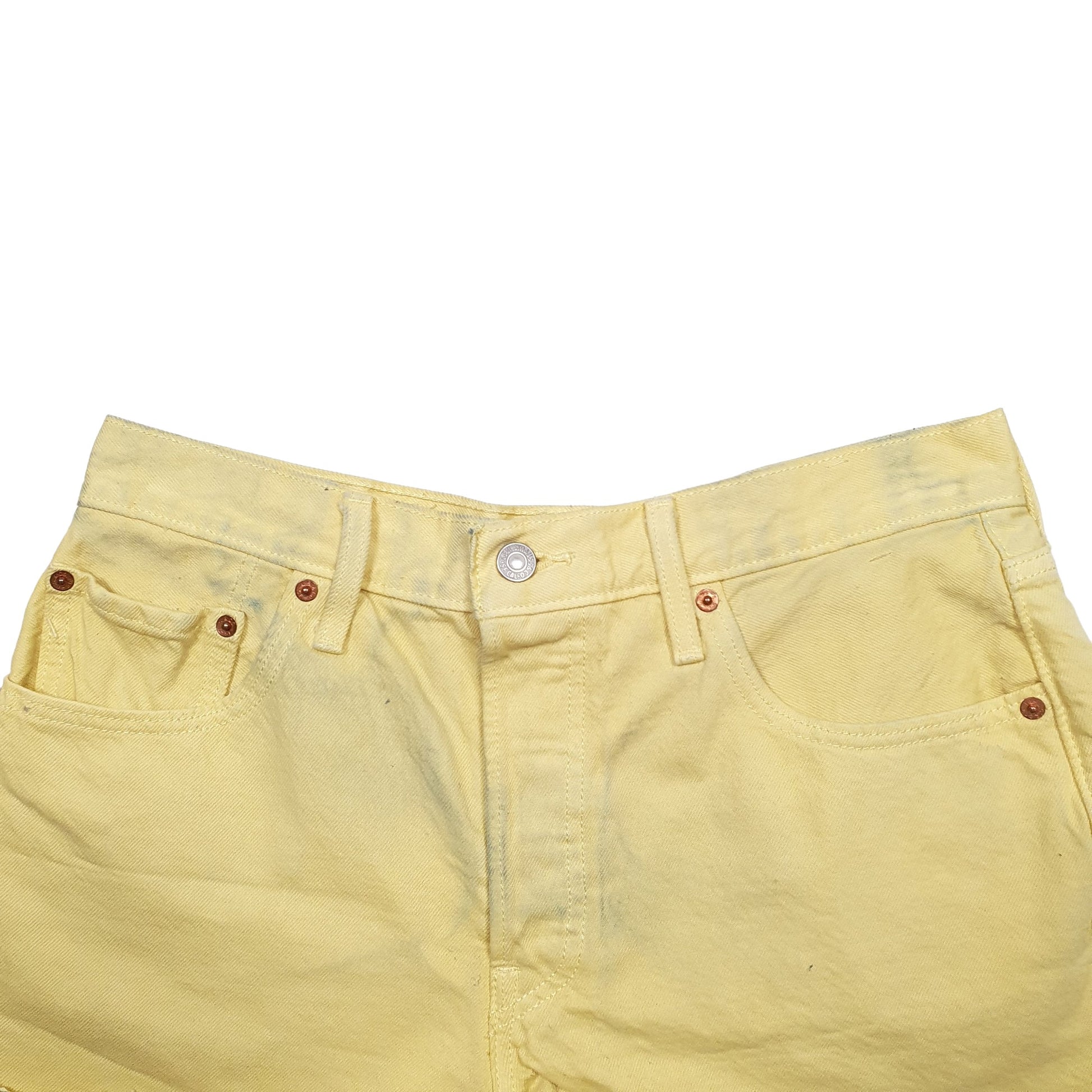 Womens Yellow Levis 501 Jorts Denim Shorts