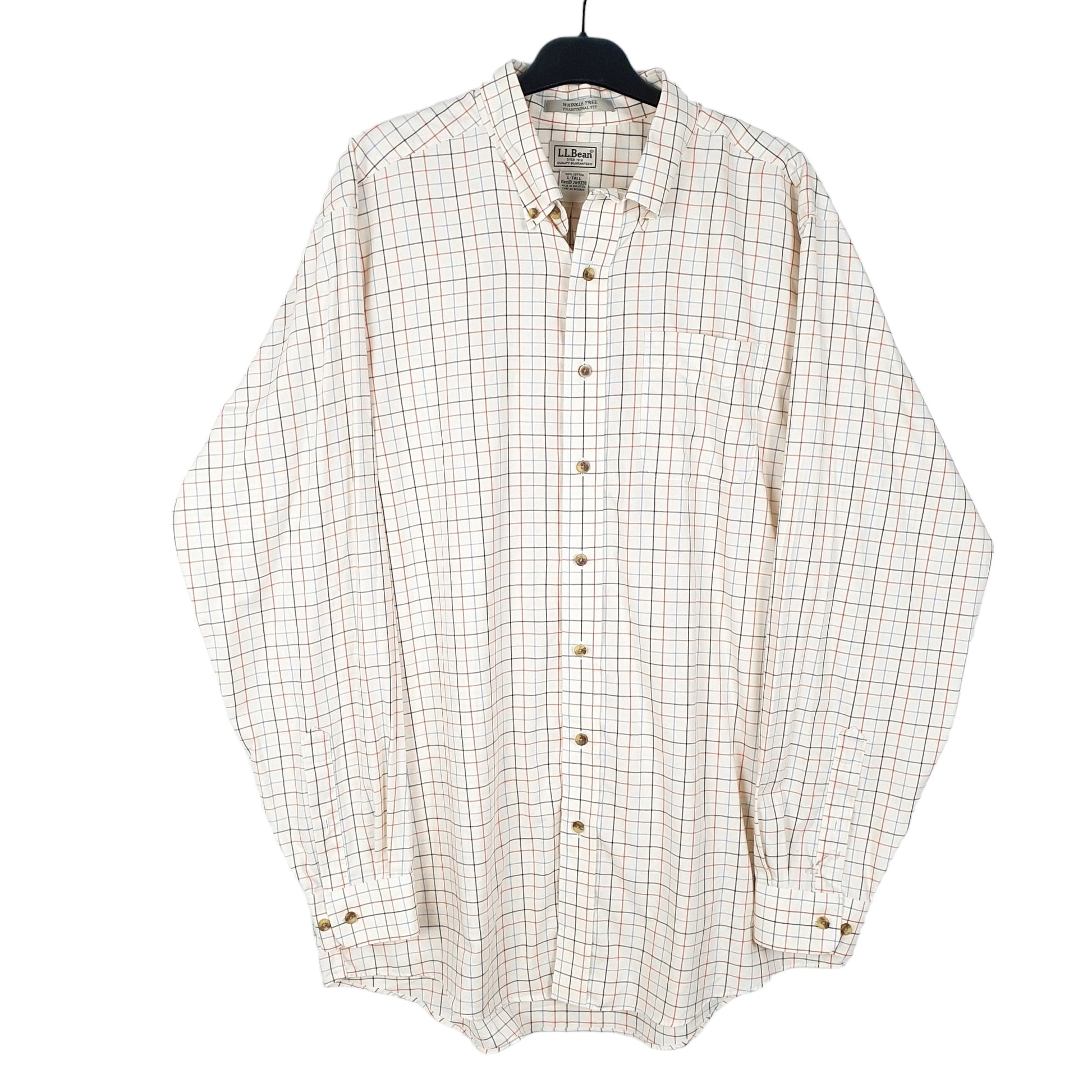 Mens Cream L.L.Bean Tall Long Sleeve Shirt