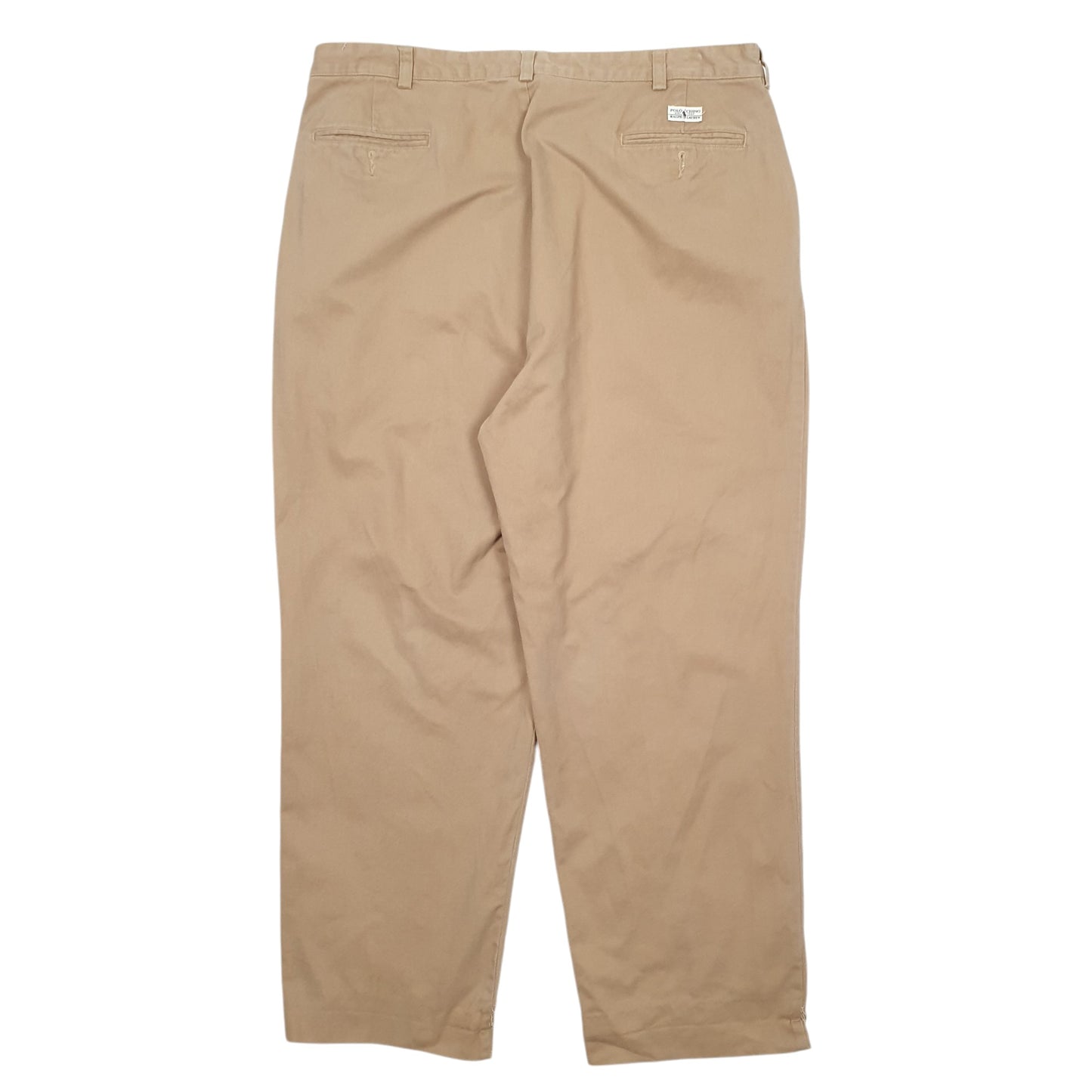 Mens Beige Polo Ralph Lauren Double Pleated Vintage 2000's Chino Trousers