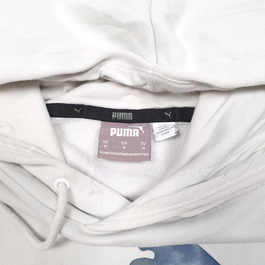 Mens White Puma Spellout Hoodie Jumper