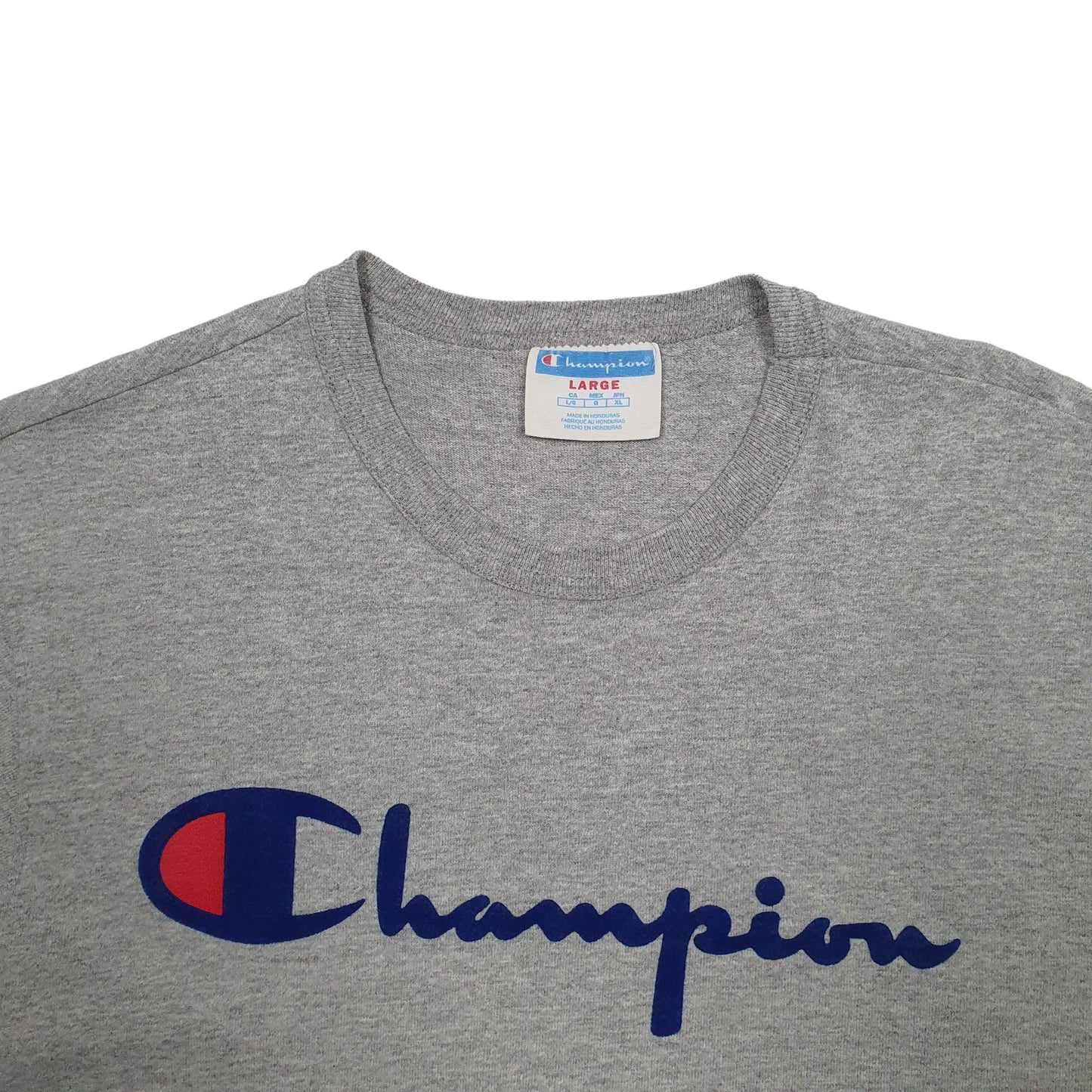 Mens Grey Champion Spellout Short Sleeve T Shirt