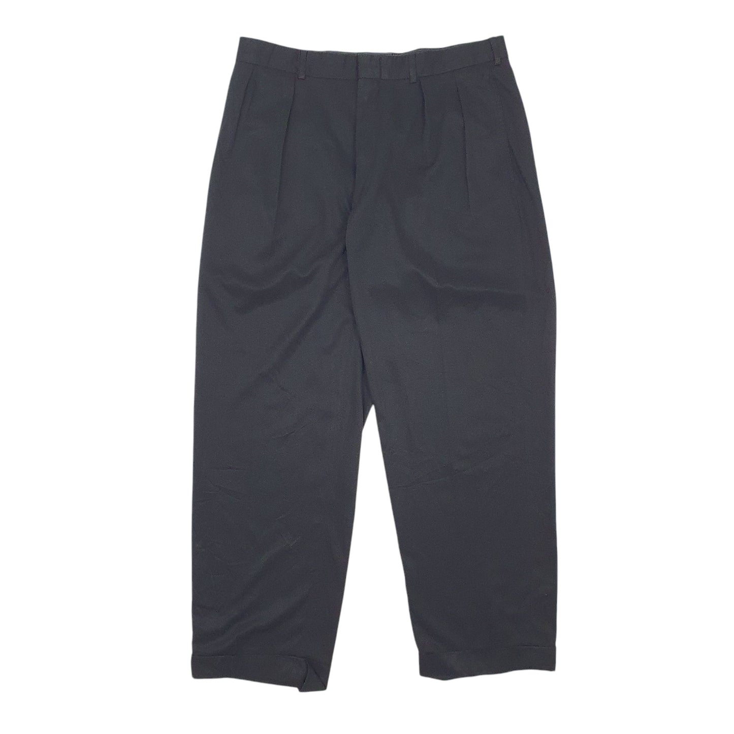 Mens Black Polo Ralph Lauren Vintage 90s 00s Double Pleated Chino Trousers