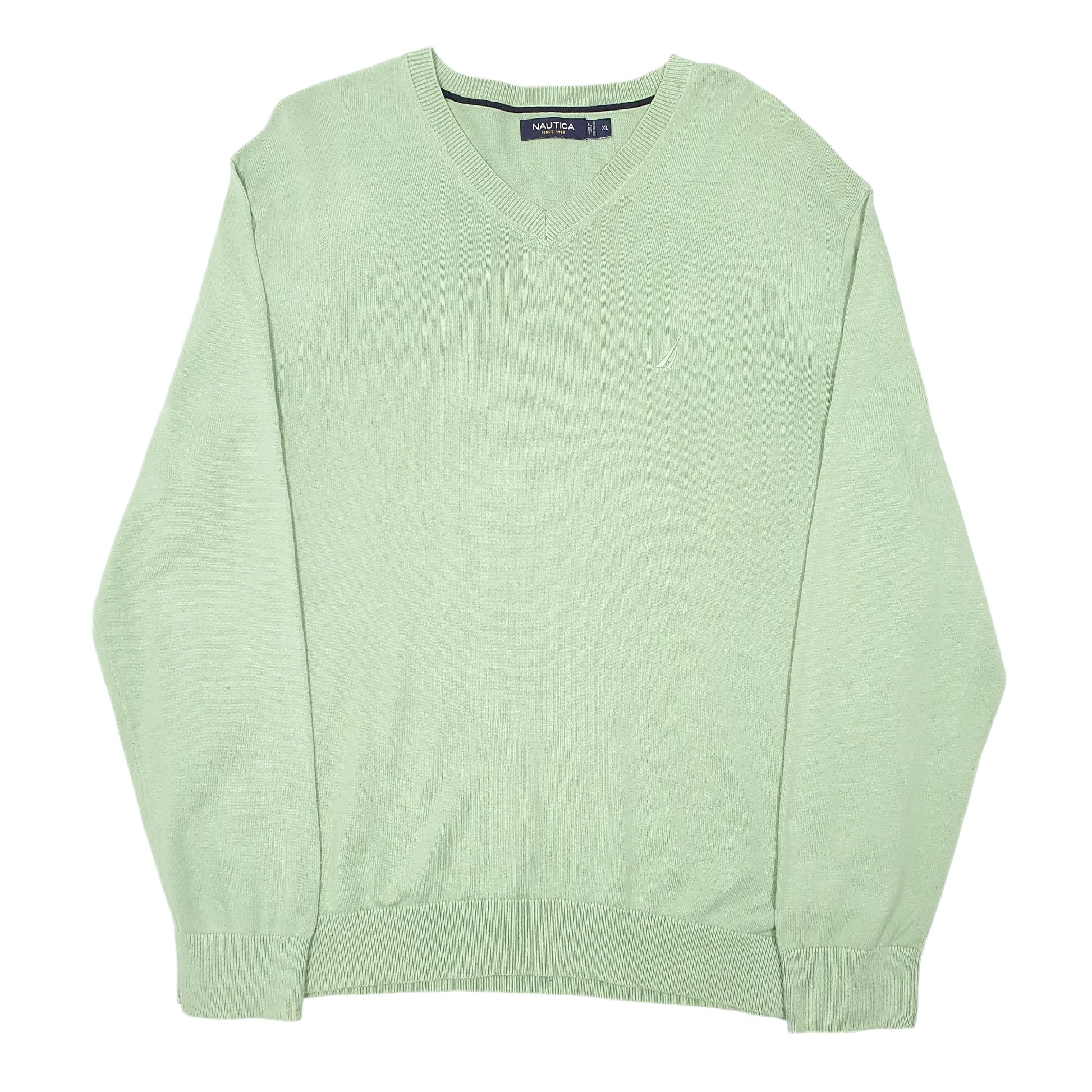 Mens Green Nautica Knit V Neck Jumper