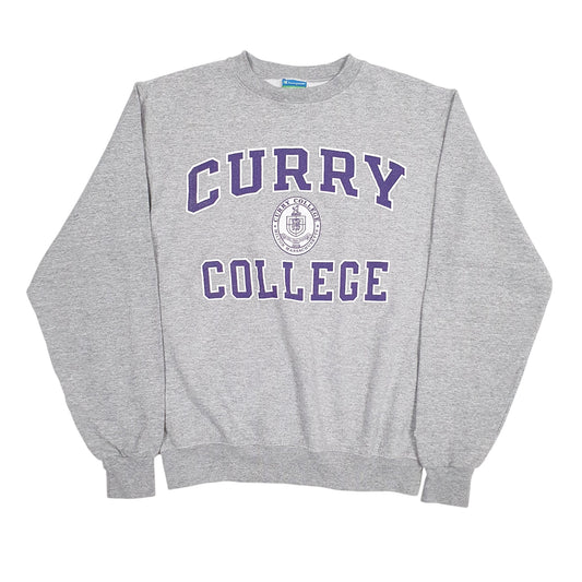 Mens Grey Champion Curry College Spellout Crewneck Jumper