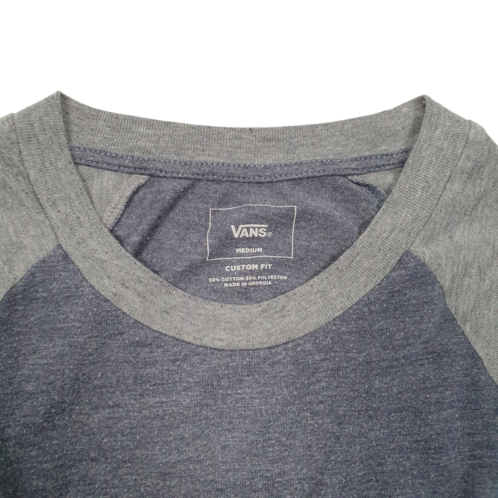 Mens Grey Vans Raglan Custom Fit CA NY Skate Short Sleeve T Shirt