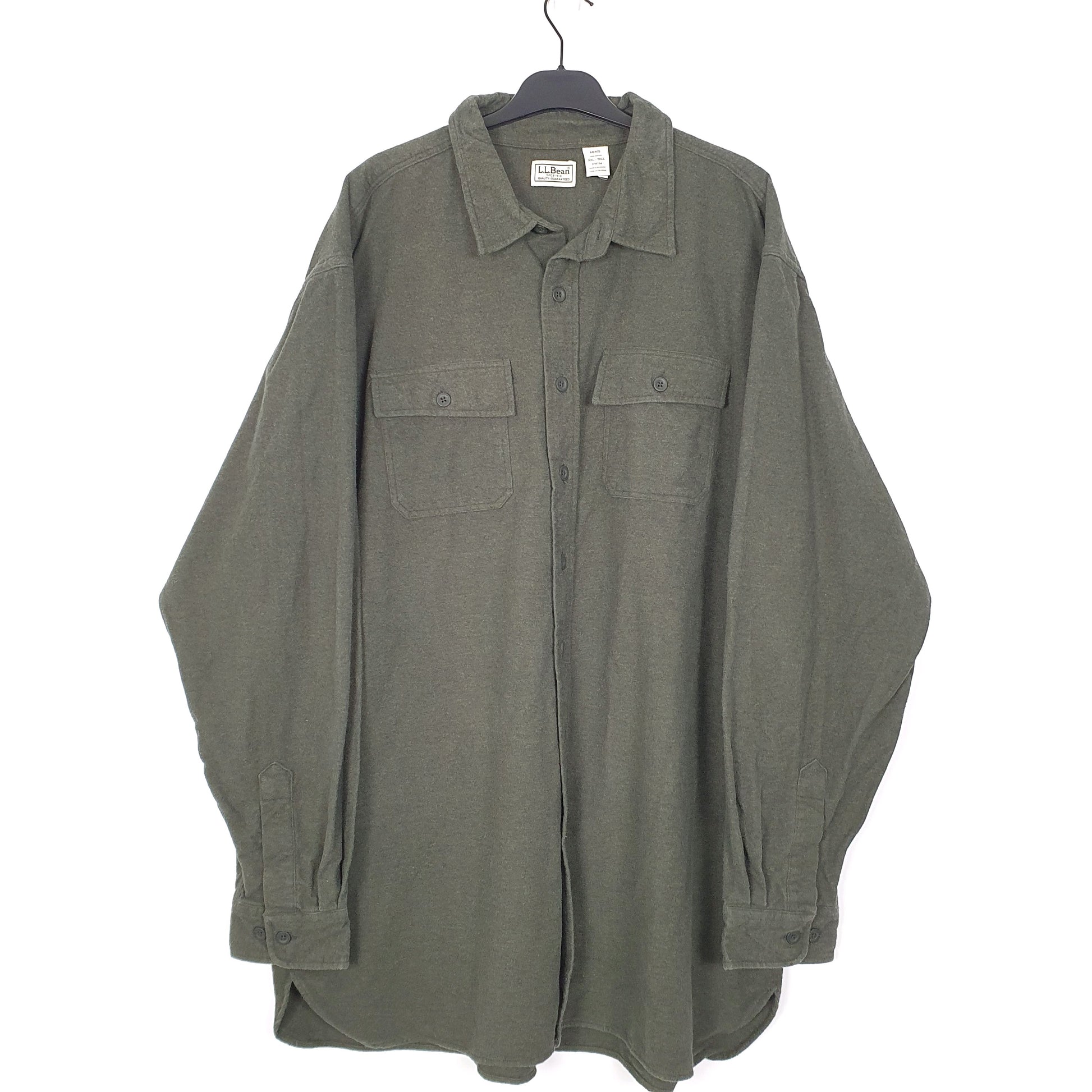 Mens Green L.L.Bean Tall Chamois Long Sleeve Shirt