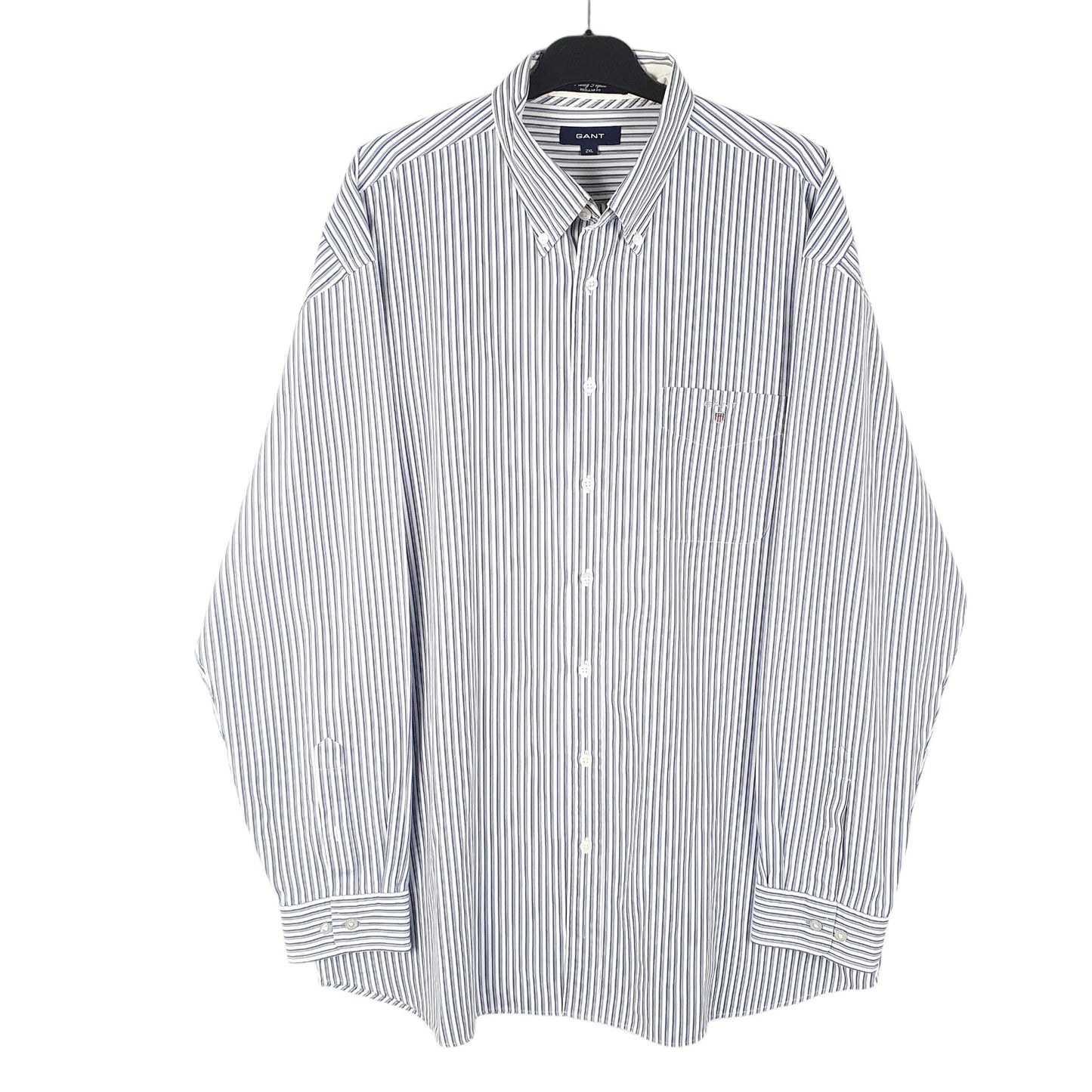 Mens Blue Gant Study Poplin Long Sleeve Shirt