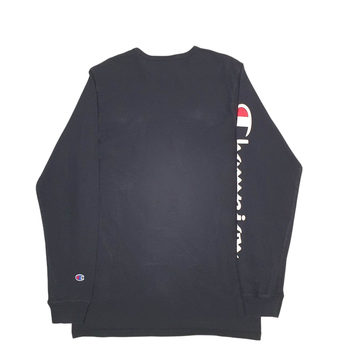 Mens Black Champion Spellout Crewneck Jumper
